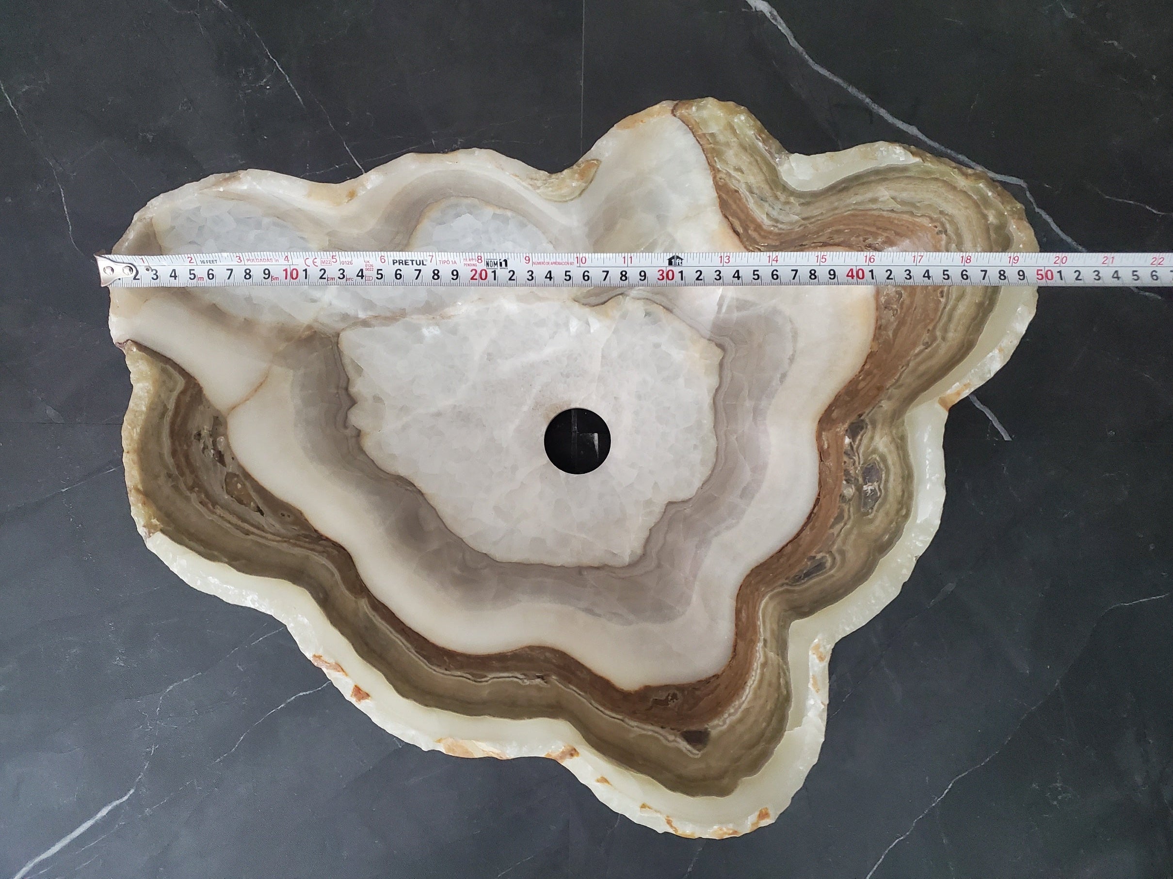 S27_19 Onyx Stone Bathroom Vessel Sink - 19.5 x 16 inch