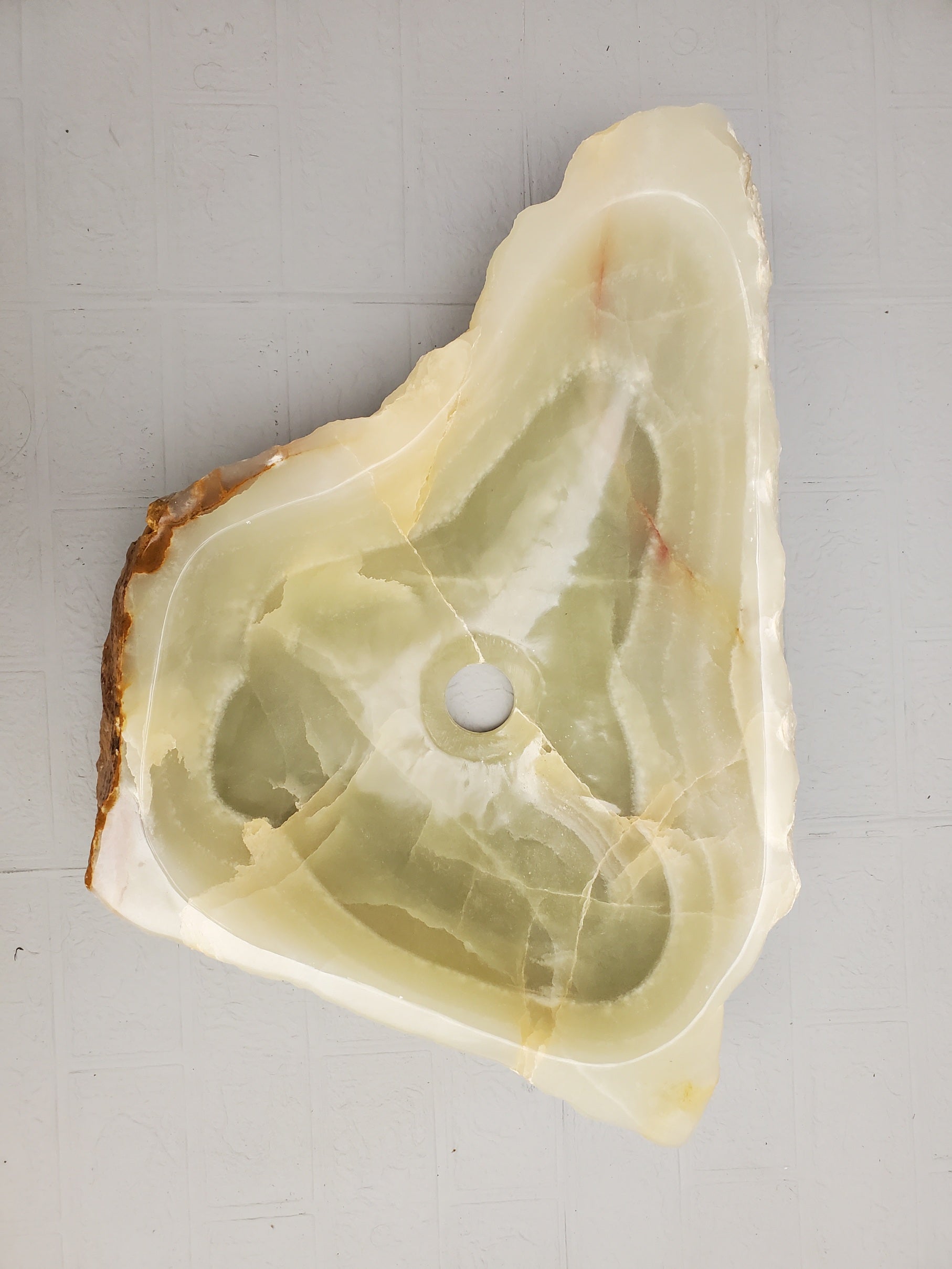 S23_20 Green and Brown Onyx Stone Vessel Bathroom Sink - 21 x 14 inch