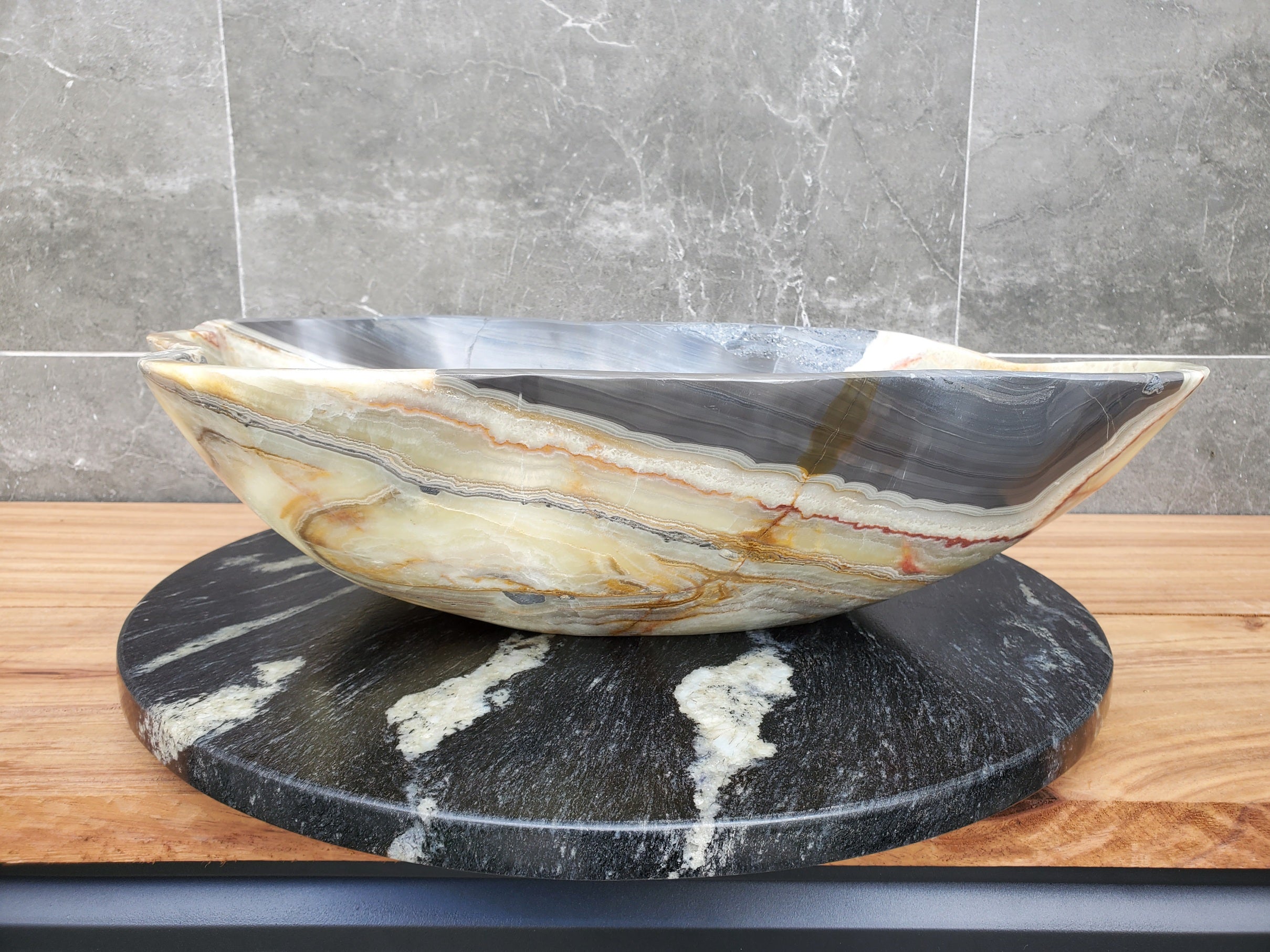 S31_01 Onyx Stone Vessel Bathroom Sink - 19 x 15 inch