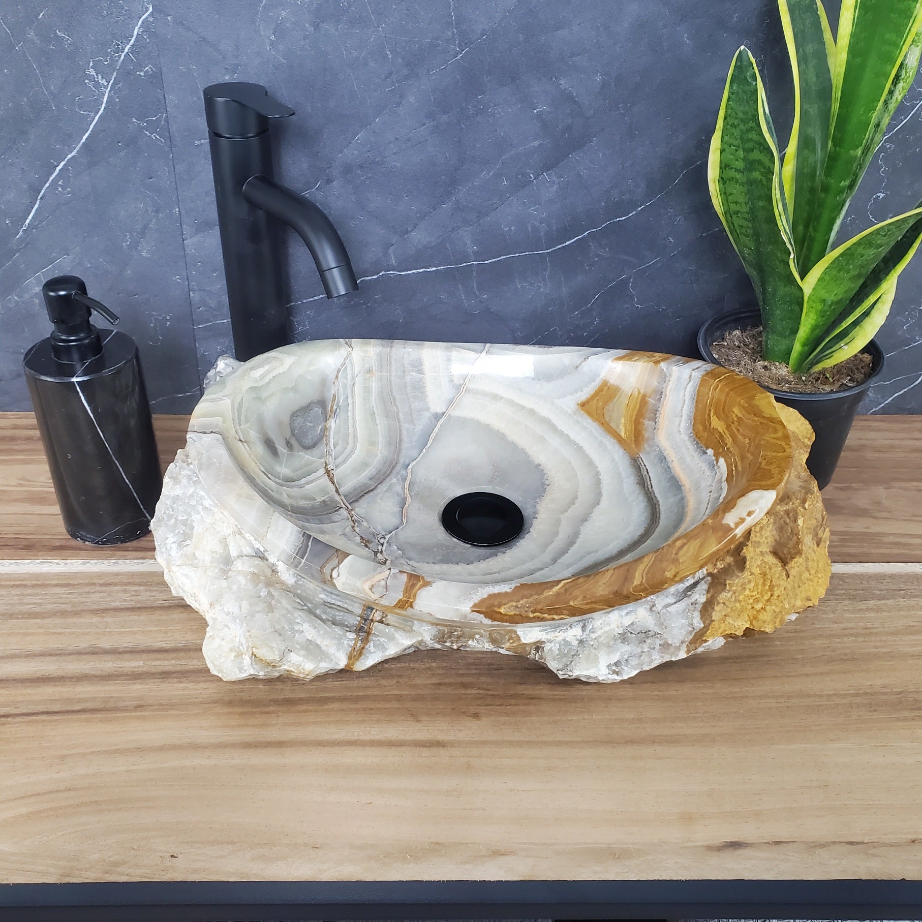 S28_11 Onyx Stone Vessel Bathroom Sink - 17 x 12.5 inch