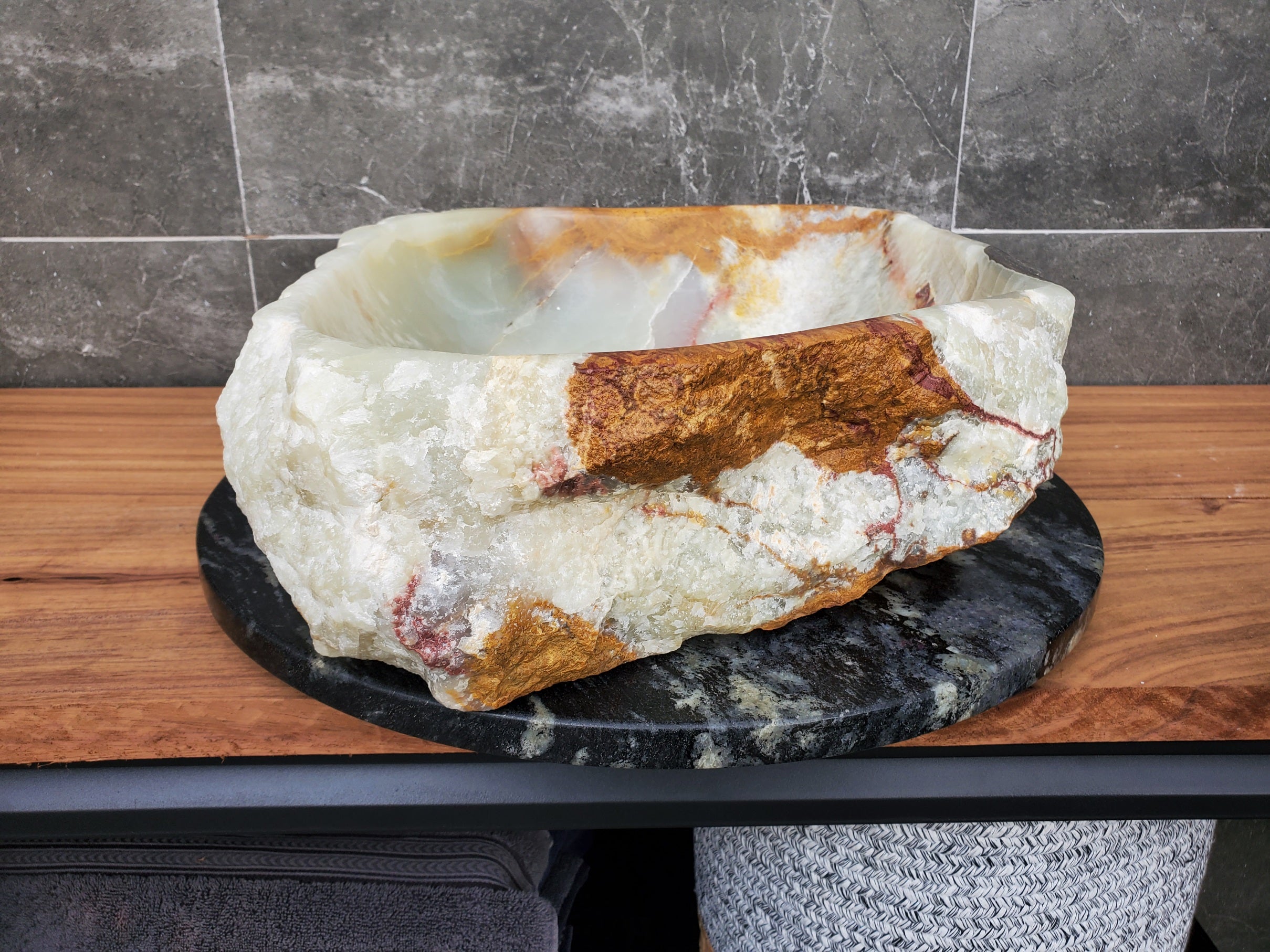 S30_28 Onyx Stone Vessel Bathroom Sink