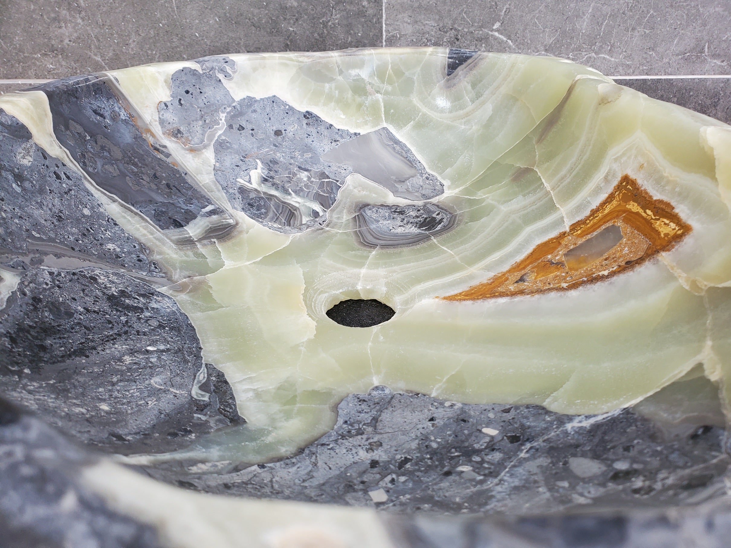 S31_14 Onyx Stone Vessel Bathroom Sink - 20 x 15 inch