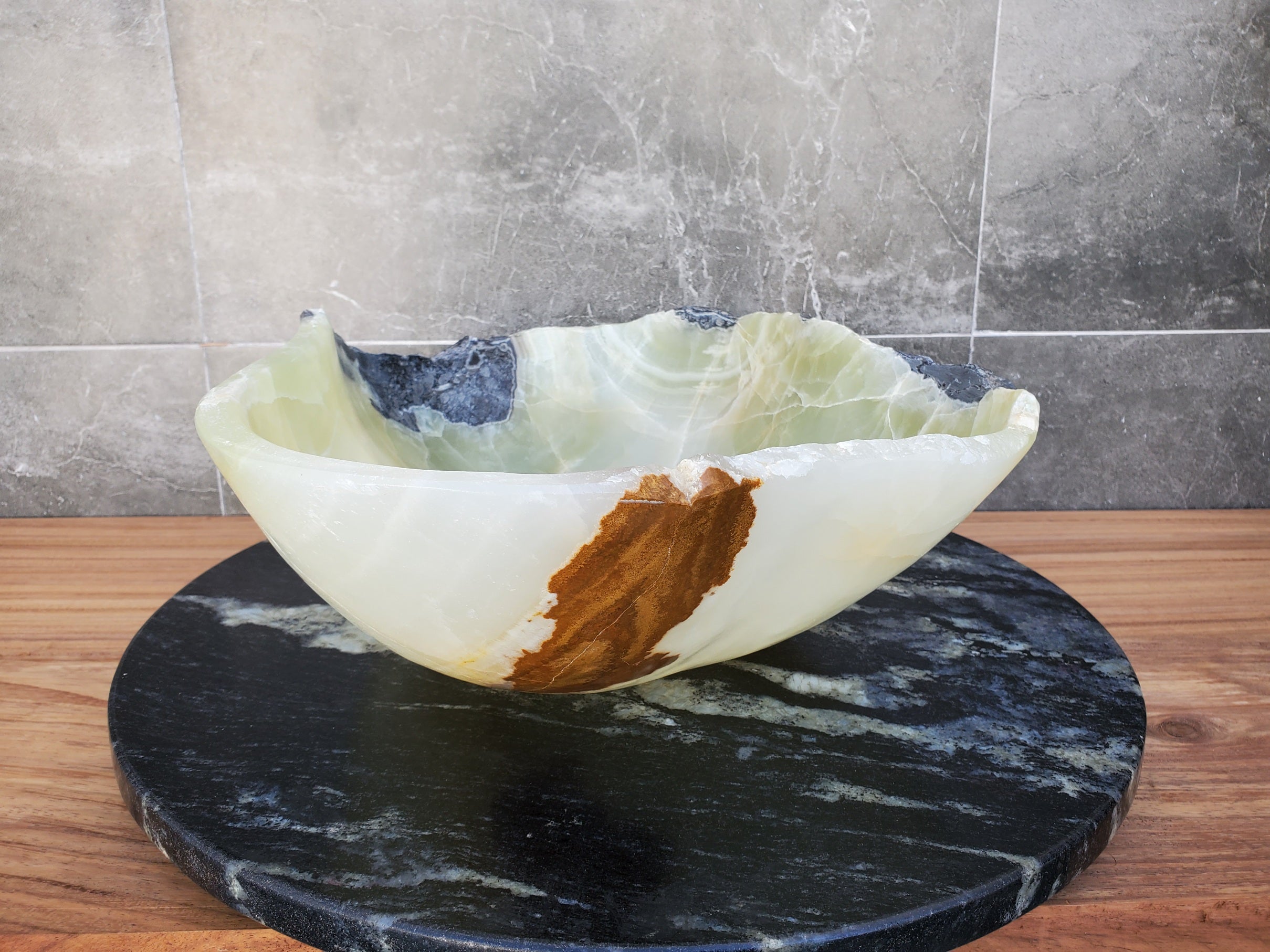 S29_19 Onyx Stone Vessel Bathroom Sink - 18 x 15 inch