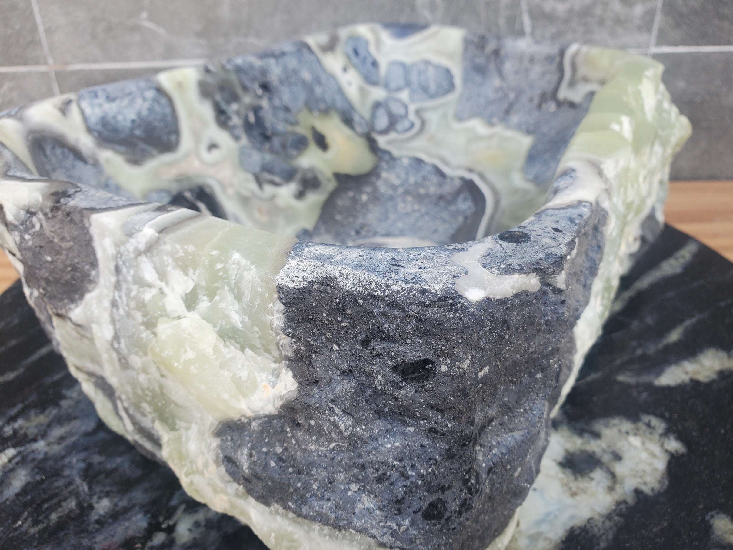 S30_21 Onyx Stone Vessel Bathroom Sink - 16.5 x 11 inch