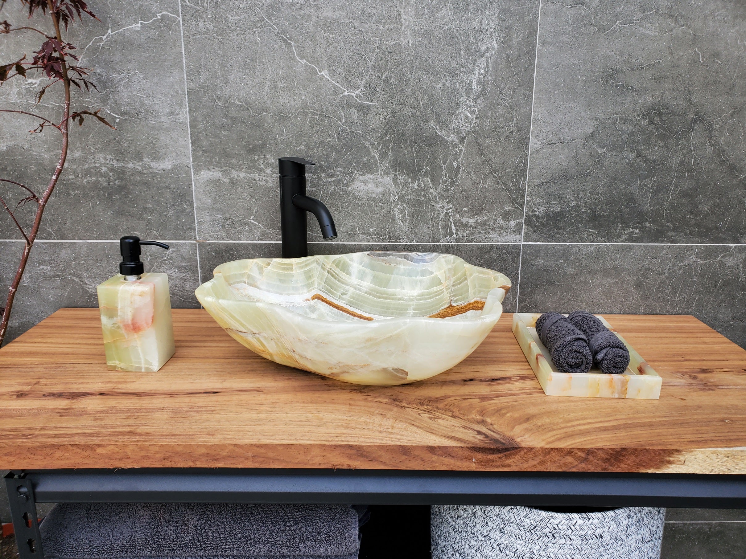 S30_14 Onyx Stone Vessel Bathroom Sink