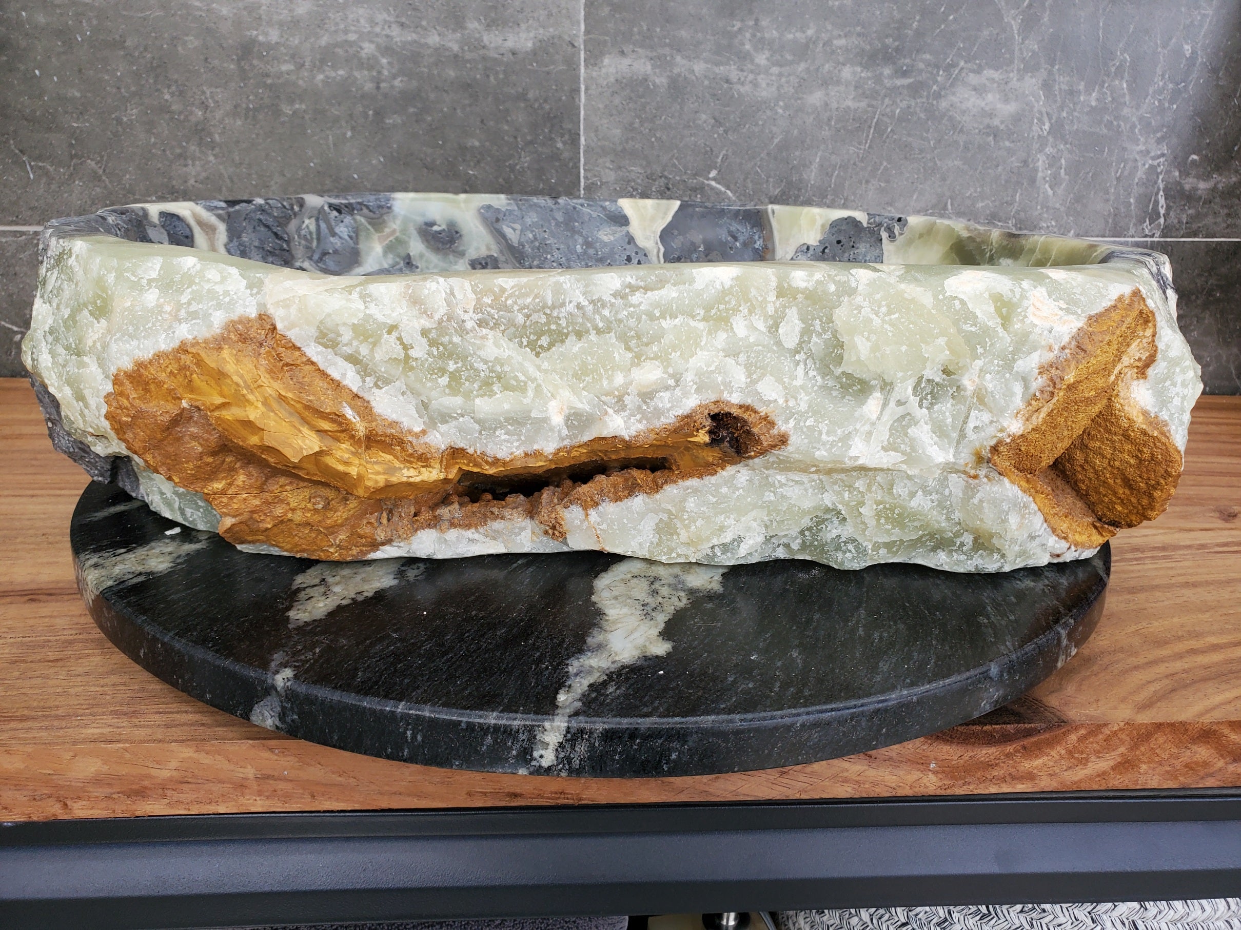 S31_14 Onyx Stone Vessel Bathroom Sink - 20 x 15 inch