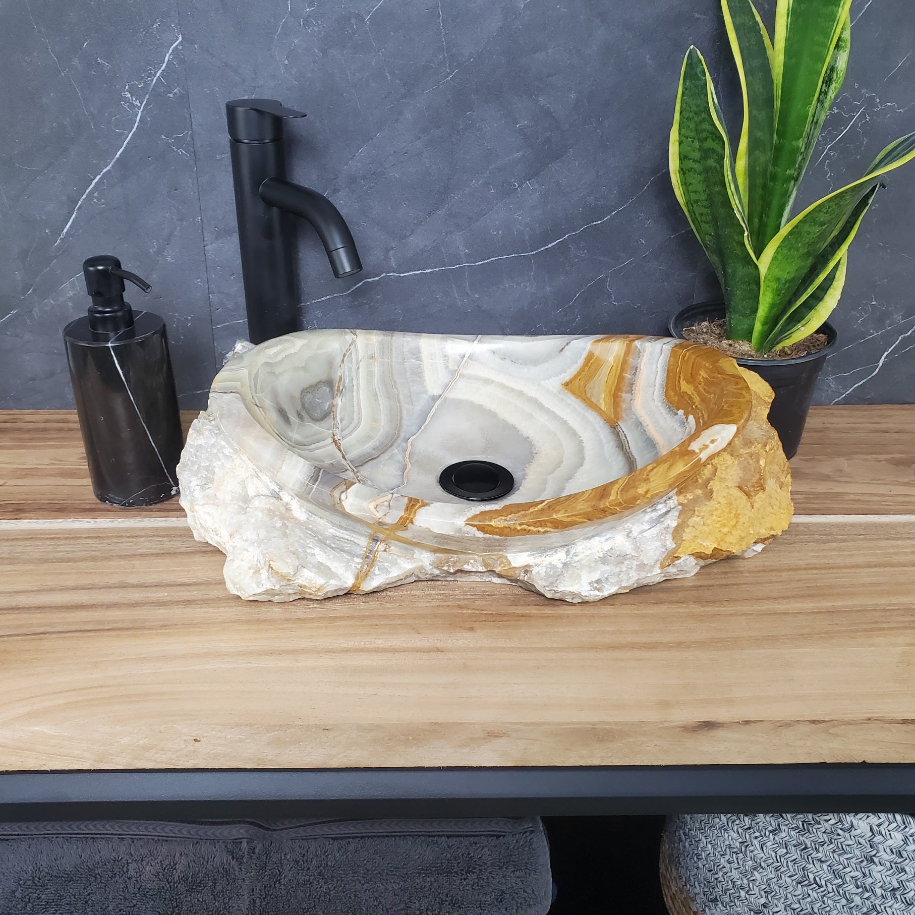 S28_11 Onyx Stone Vessel Bathroom Sink
