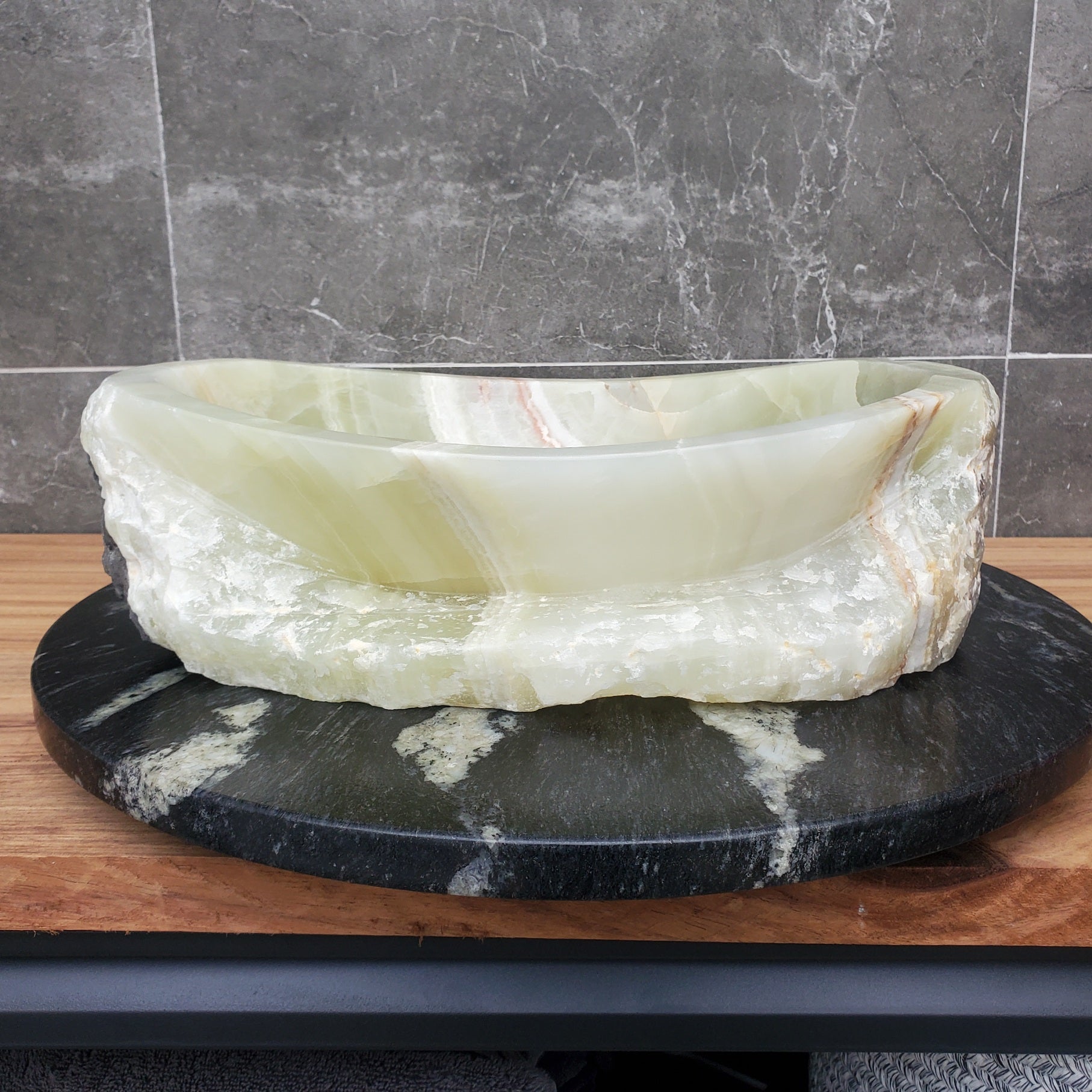 S30_04 Onyx Stone Vessel Bathroom Sink - 16 x 12.5 inch