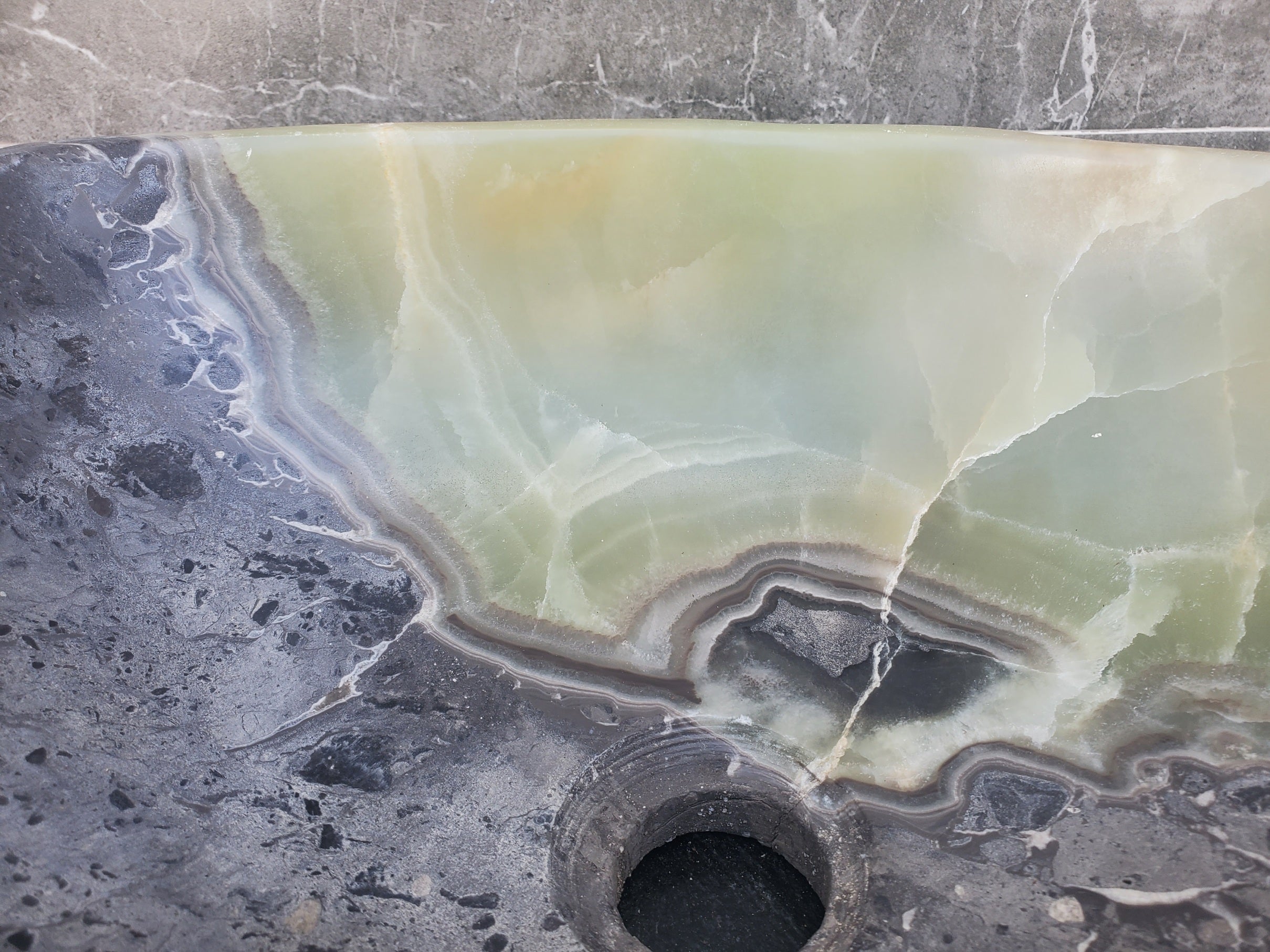 S30_20 Onyx Stone Vessel Bathroom Sink - 16.5 x 13 inch