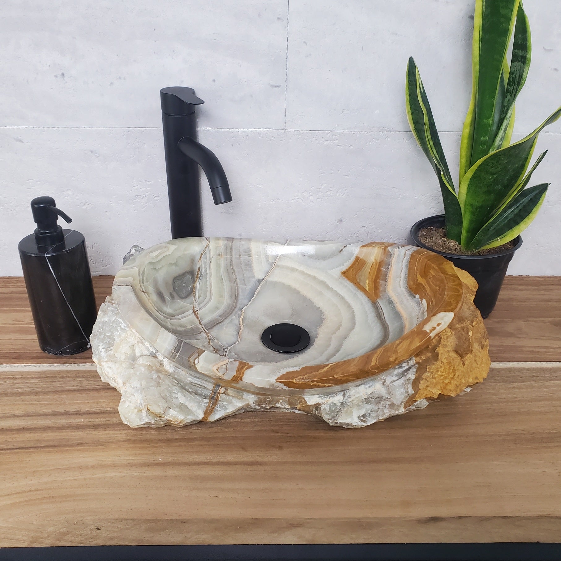 S28_11 Onyx Stone Vessel Bathroom Sink