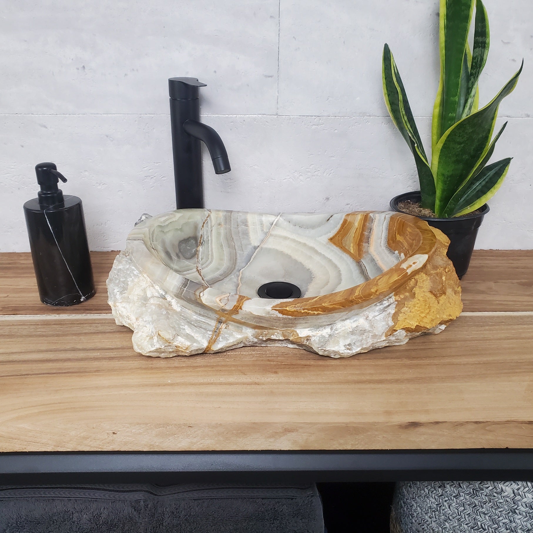 S28_11 Onyx Stone Vessel Bathroom Sink - 17 x 12.5 inch