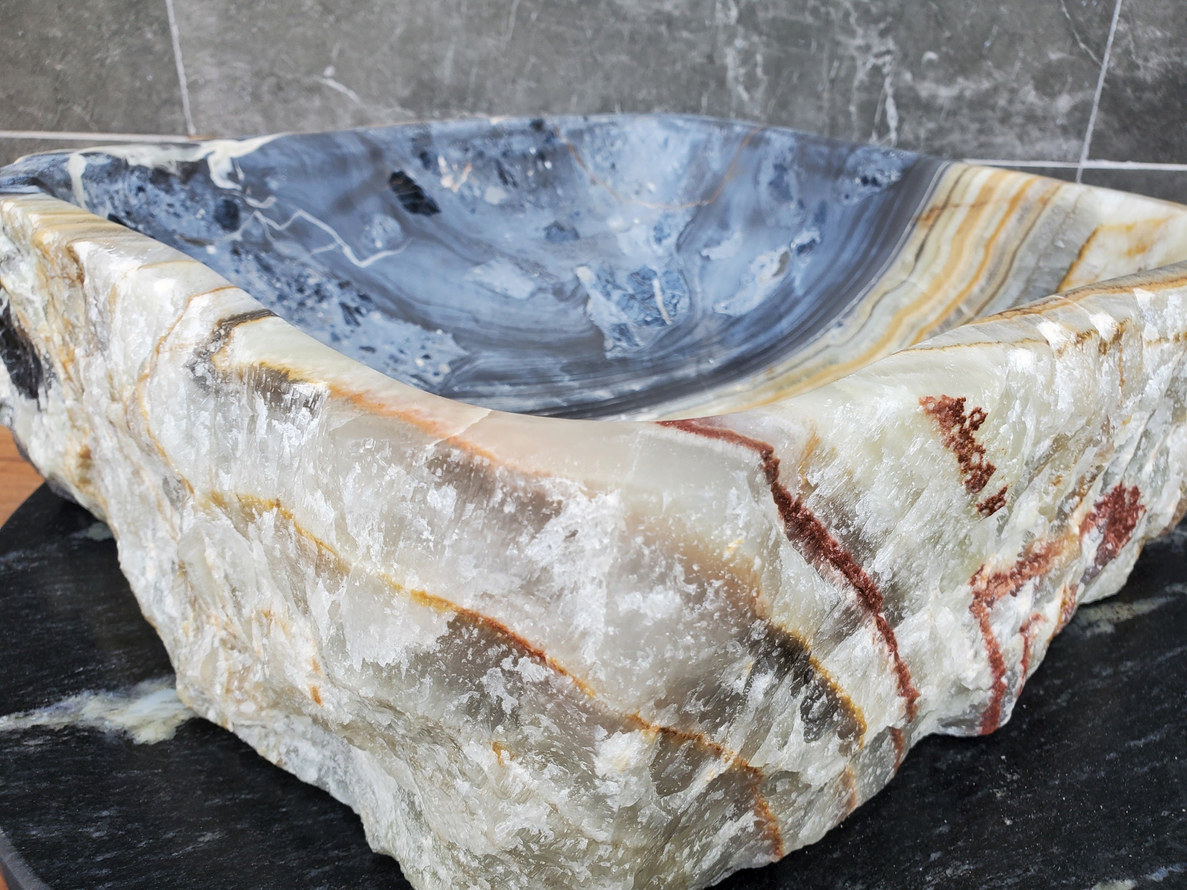 S30_24 Onyx Stone Vessel Bathroom Sink