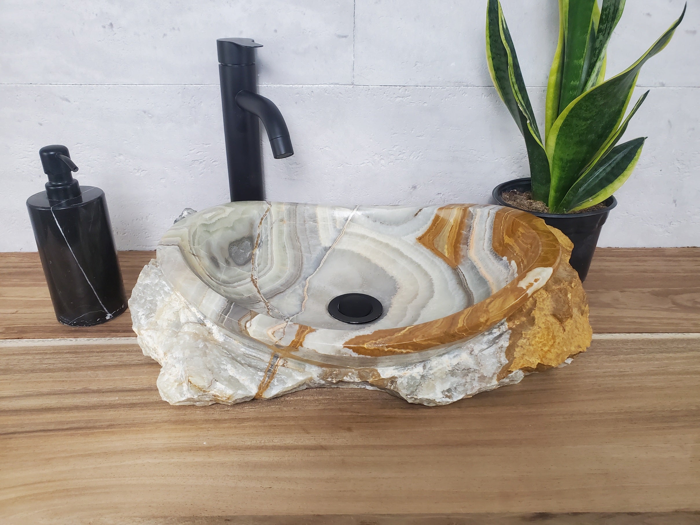 S28_11 Onyx Stone Vessel Bathroom Sink