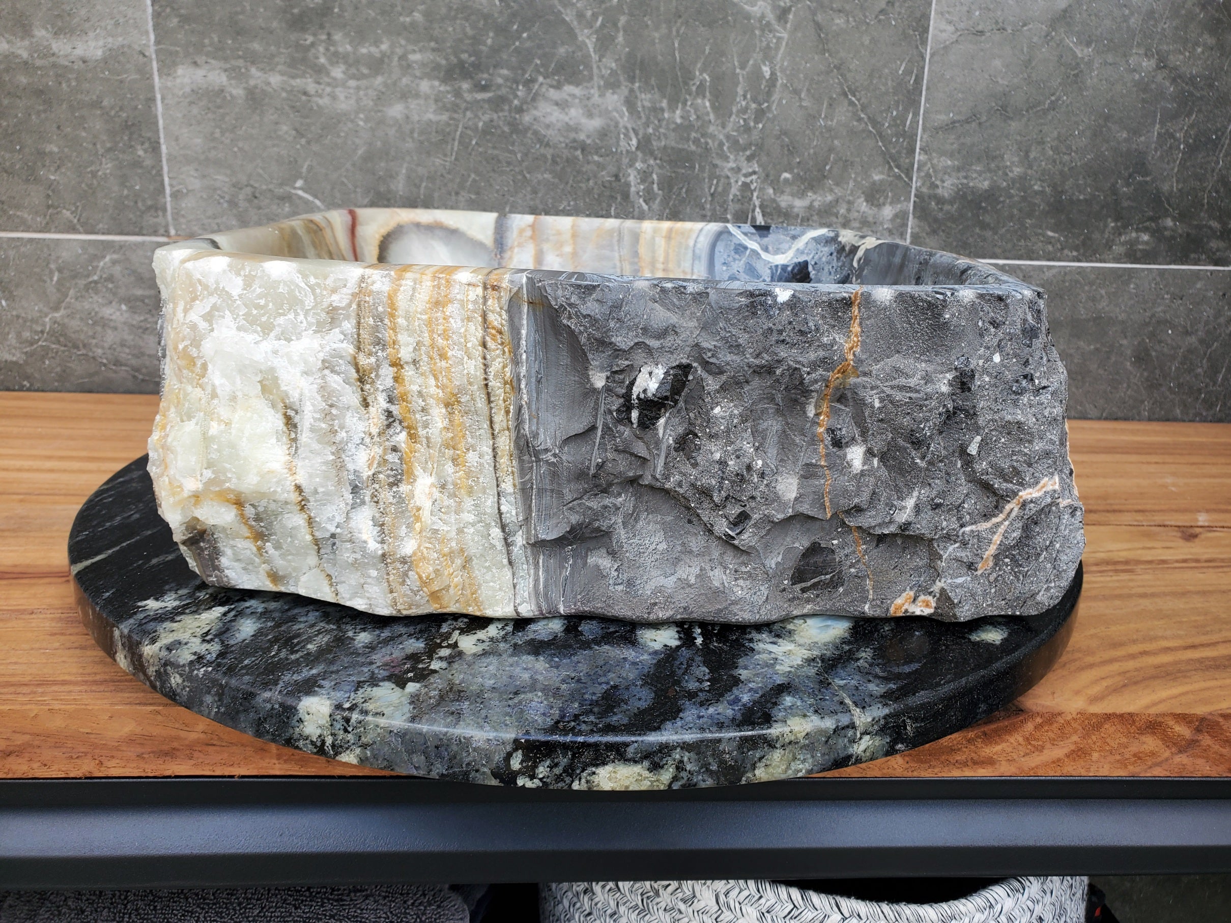 S30_24 Onyx Stone Vessel Bathroom Sink