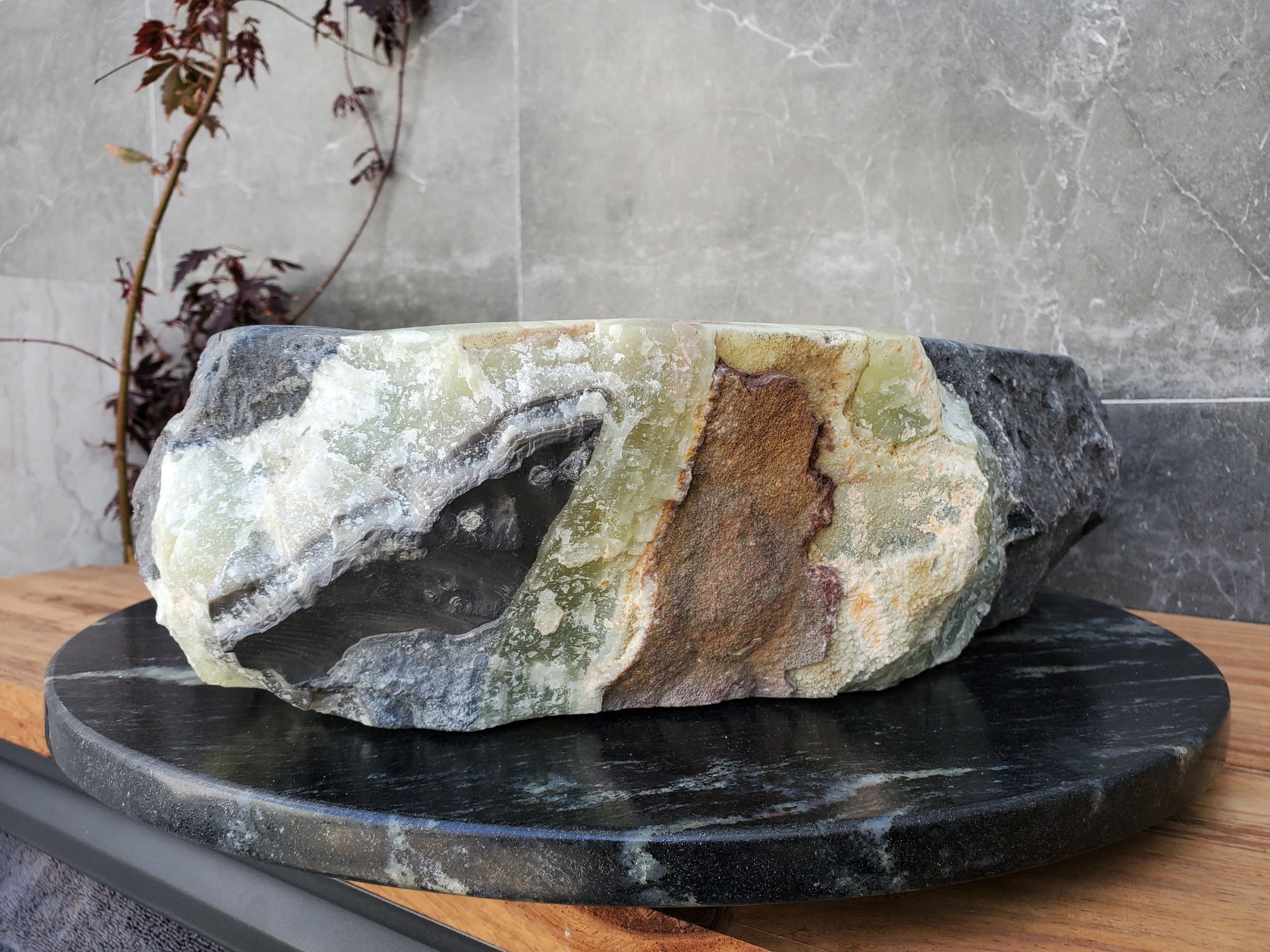 S30_23 Onyx Stone Vessel Bathroom Sink - 17.5 x 14 inch