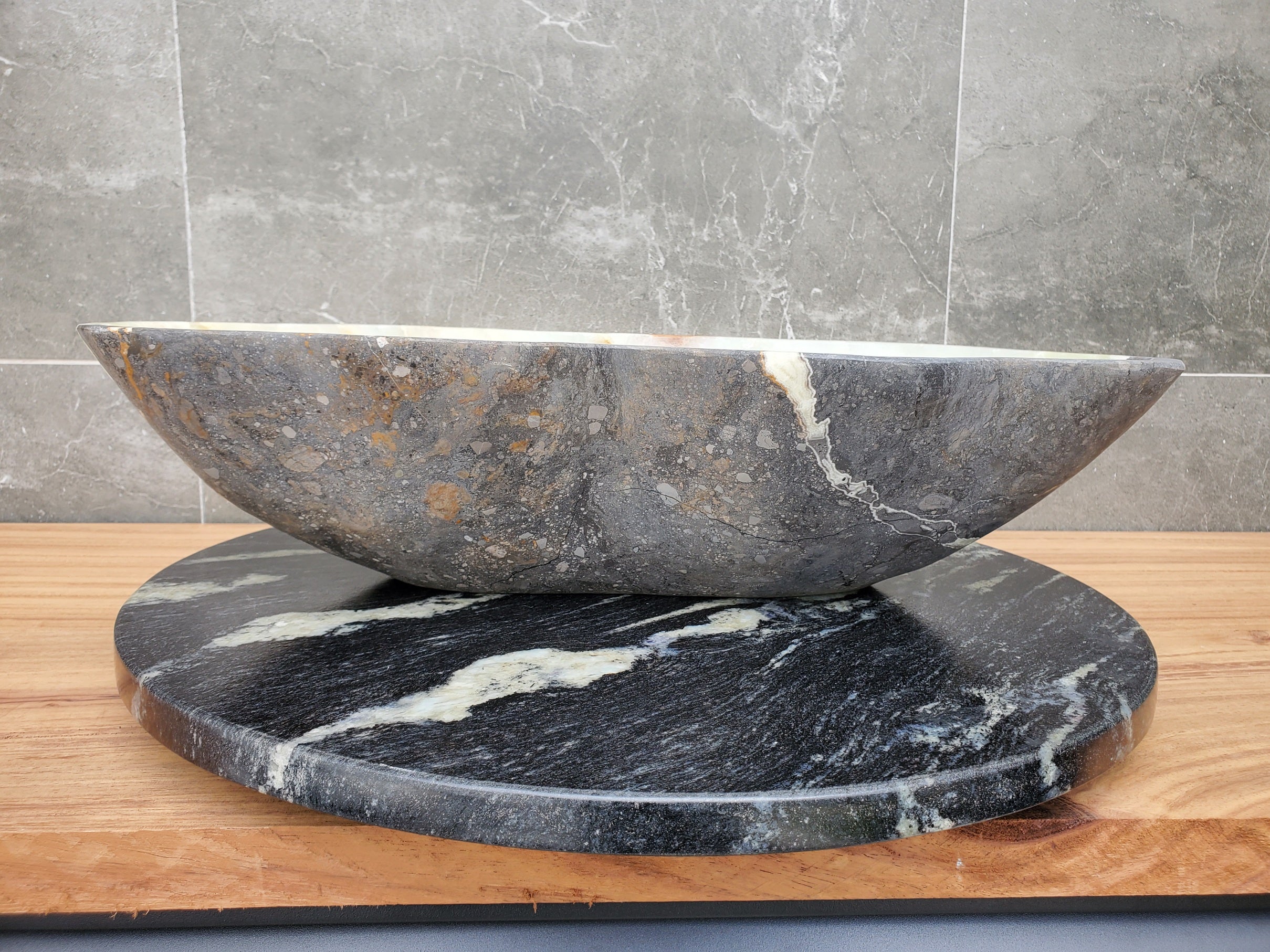 S30_16 Onyx Stone Vessel Bathroom Sink - 20 x 12 inch