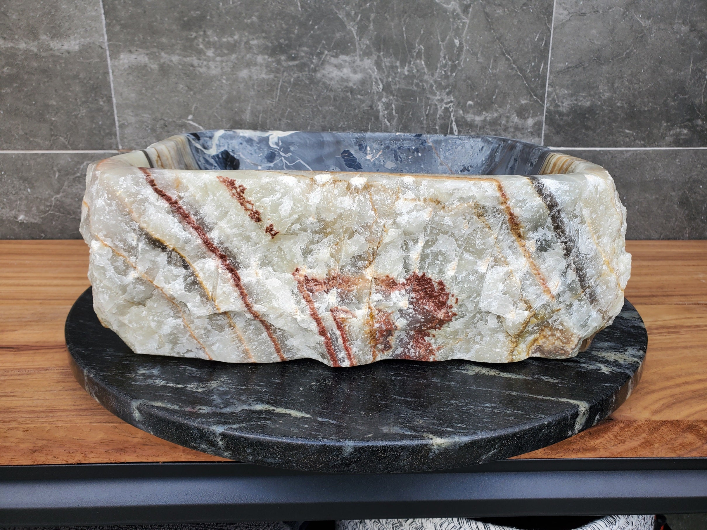 S30_24 Onyx Stone Vessel Bathroom Sink