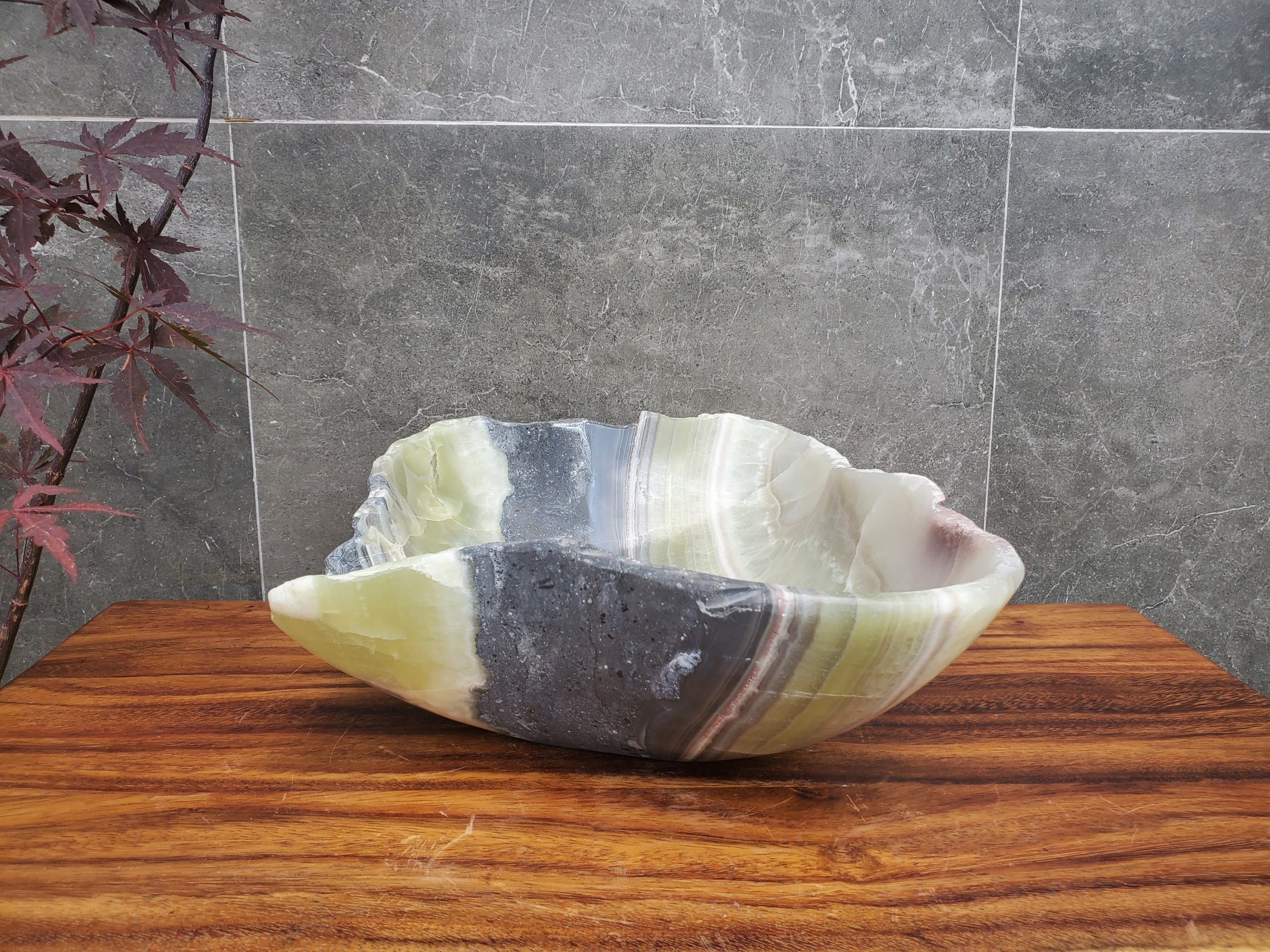S22_21 Onyx Stone Vessel Bathroom Sink - 16 x 14 inch