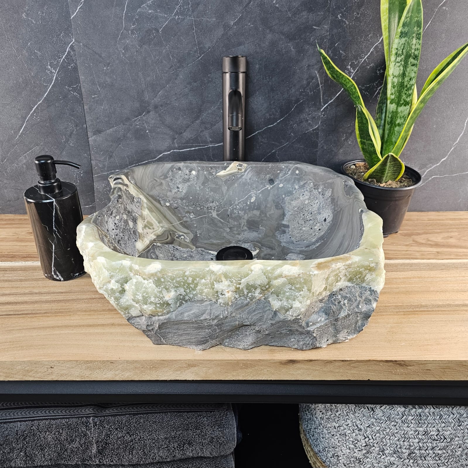 S29_05 Natural Stone Vessel Bathroom Sink - 16 x 14 inch
