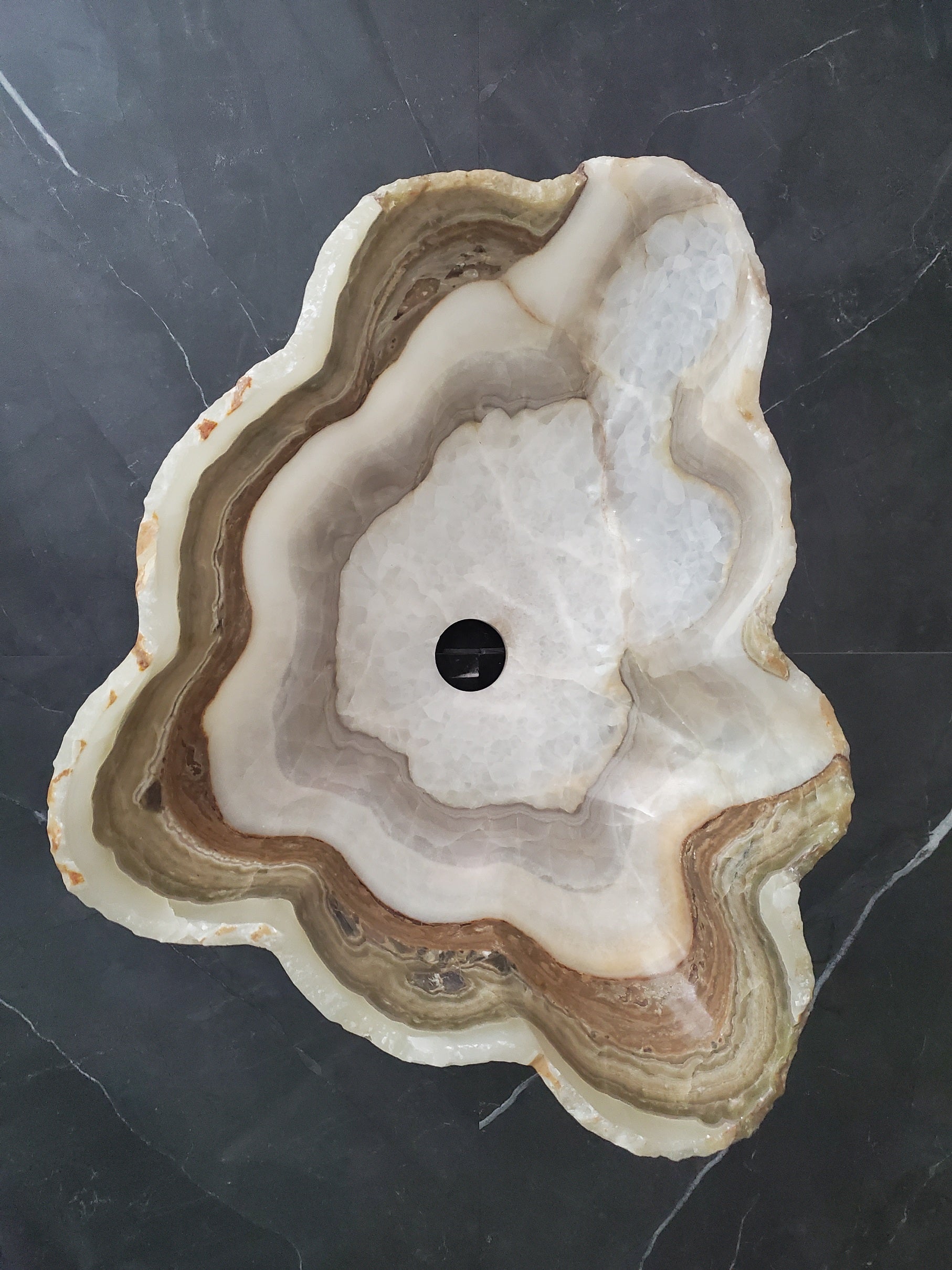 S27_19 Onyx Stone Bathroom Vessel Sink - 19.5 x 16 inch