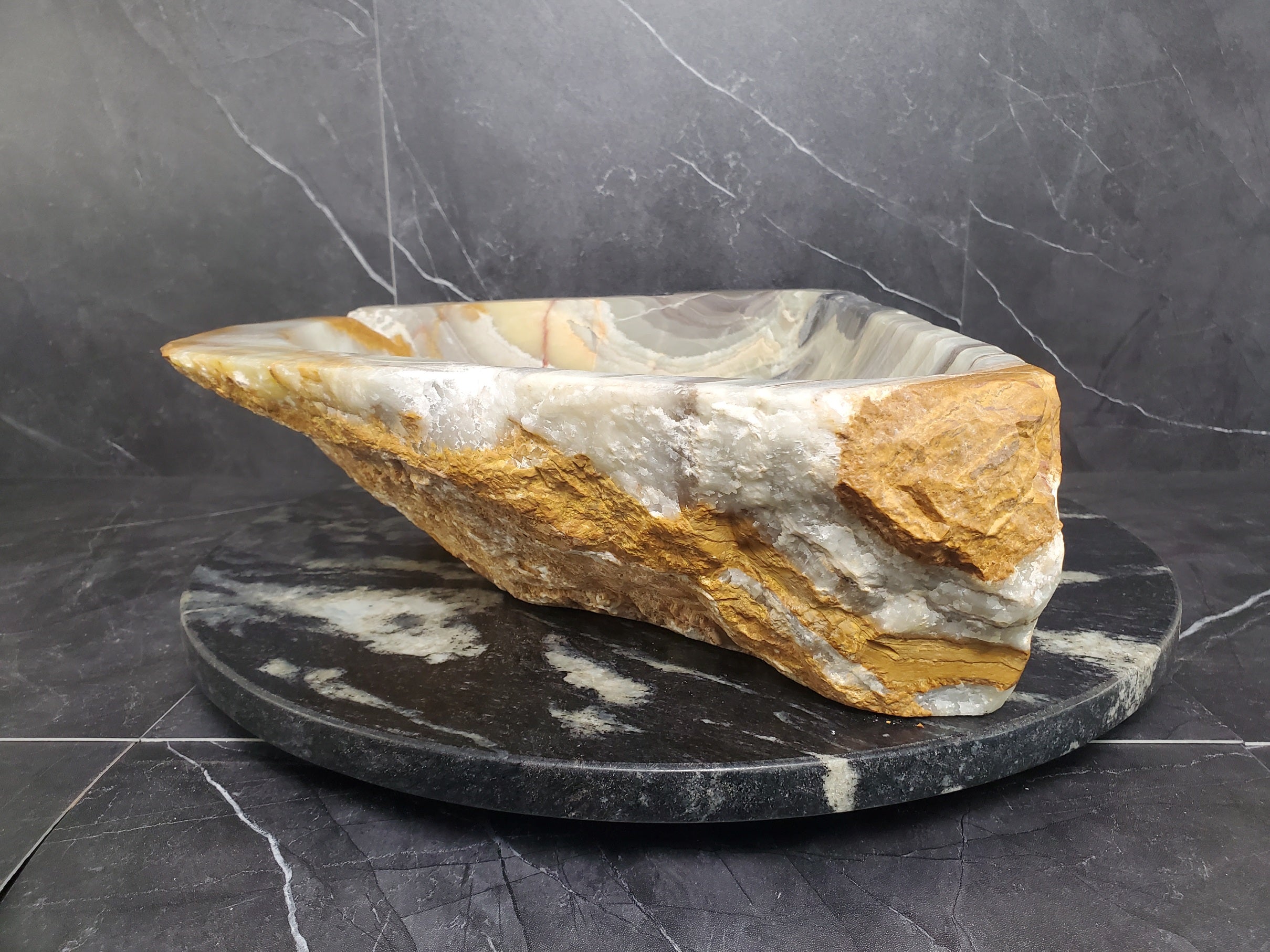 S25_14 Green Onyx Stone Vessel Bathroom Sink