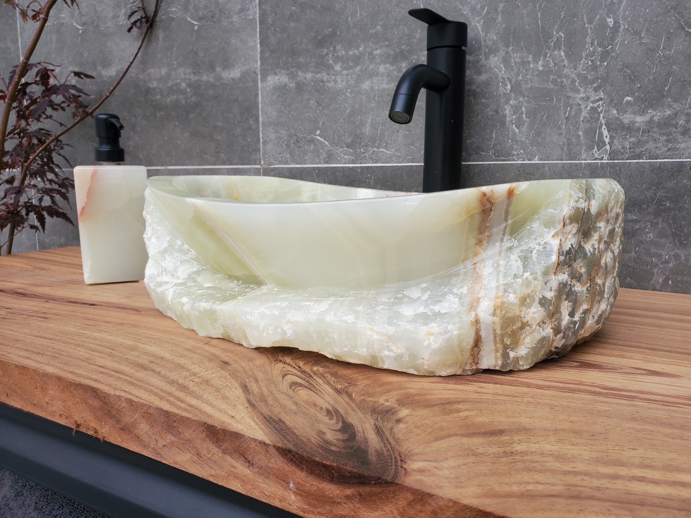 S30_04 Onyx Stone Vessel Bathroom Sink - 16 x 12.5 inch