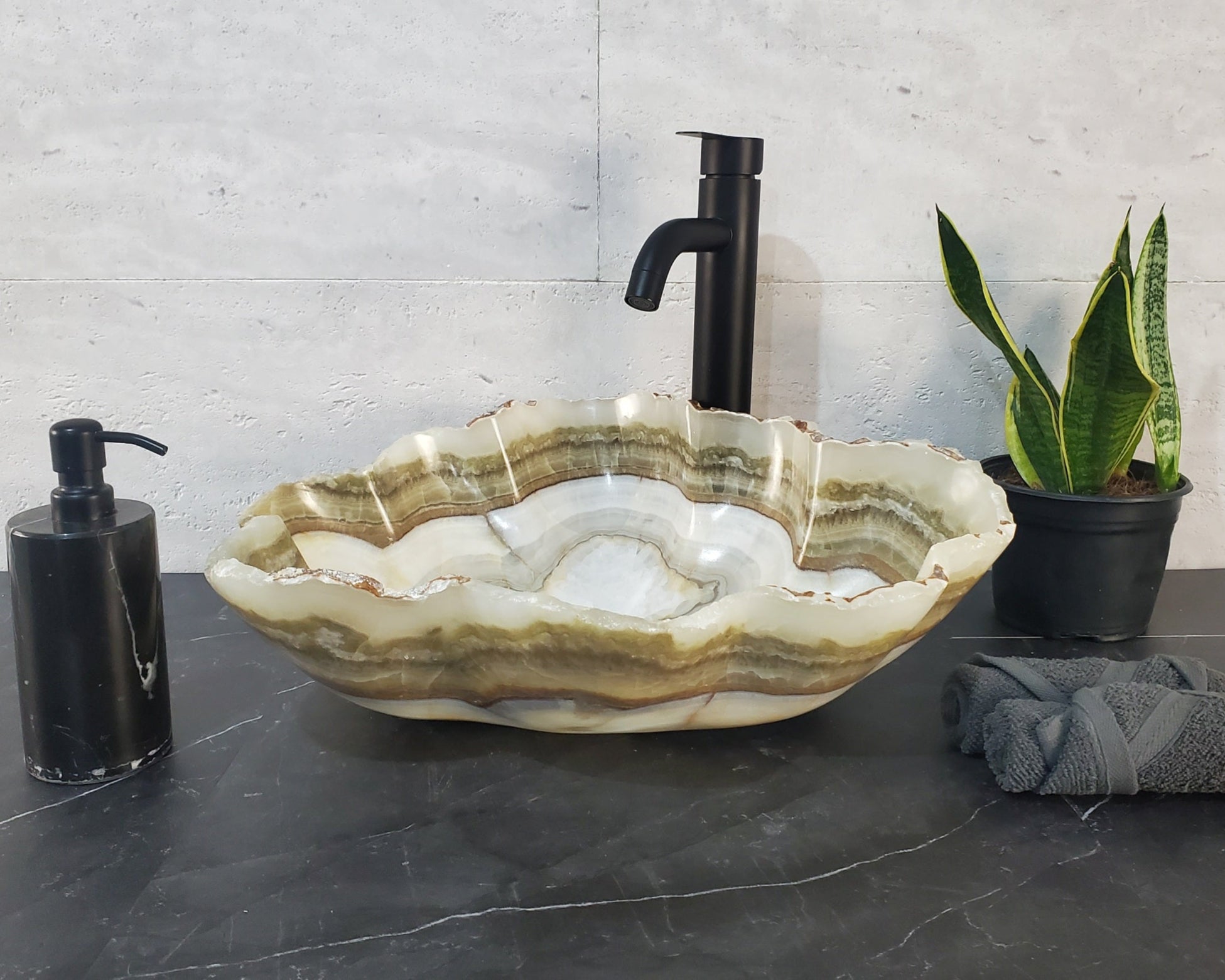 S27_20 Onyx Stone Bathroom Vessel Sink