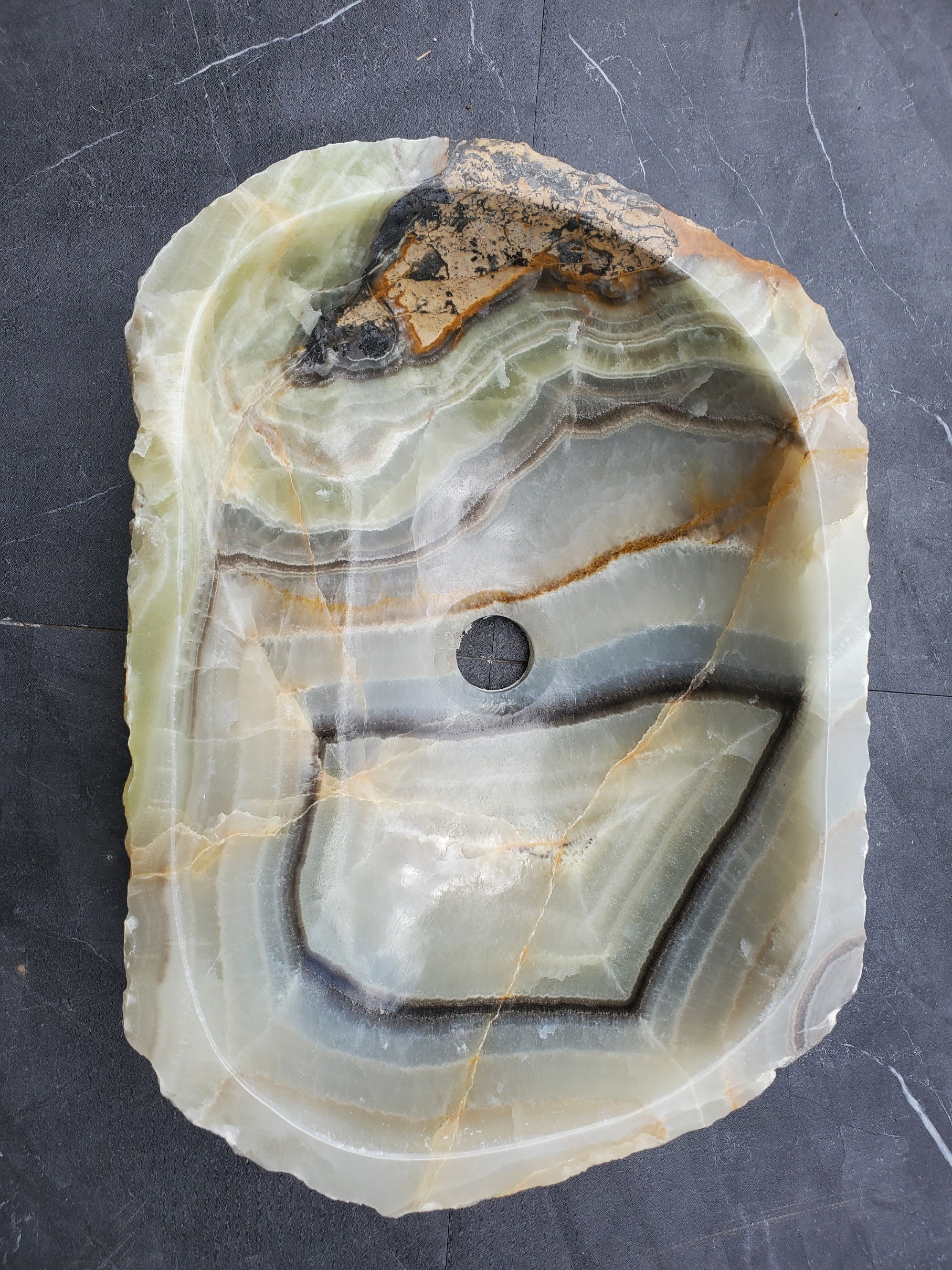 S29_33 Onyx Stone Vessel Bathroom Sink - 18 x 12.5 inch
