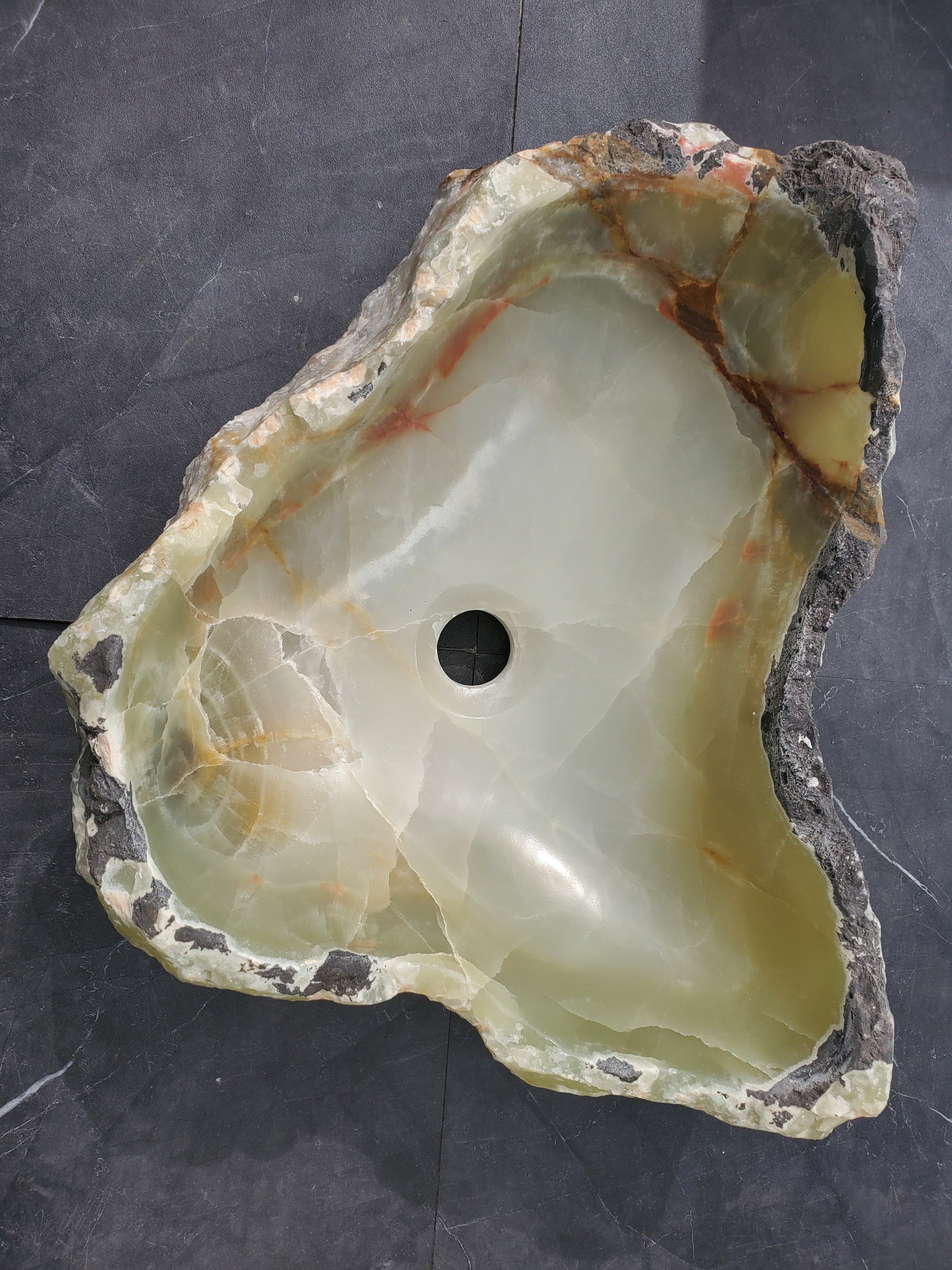 S31_17 Onyx Stone Vessel Bathroom Sink - 17.5 x 14 inch