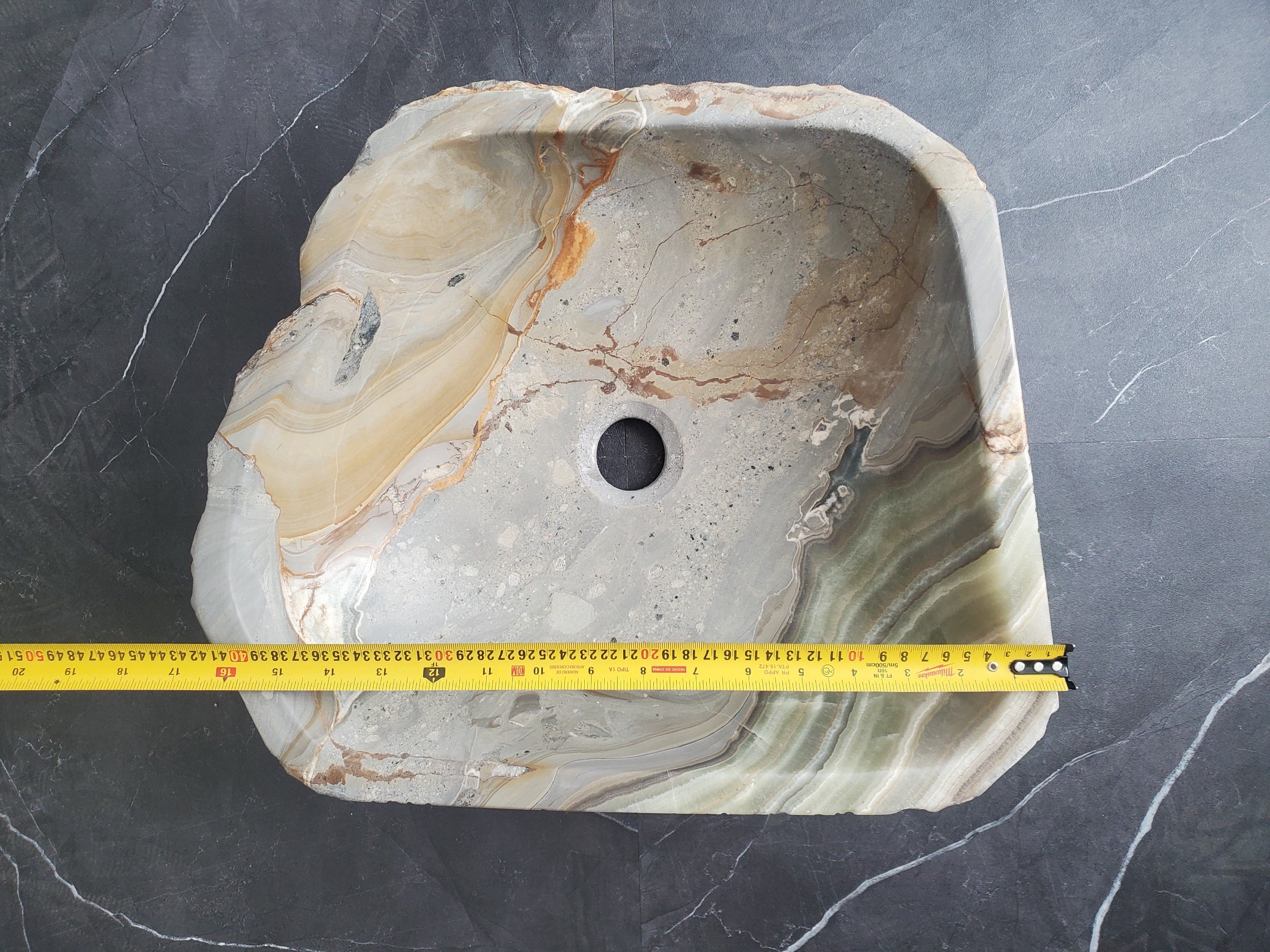 S25_10 Green Onyx Stone Vessel Bathroom Sink