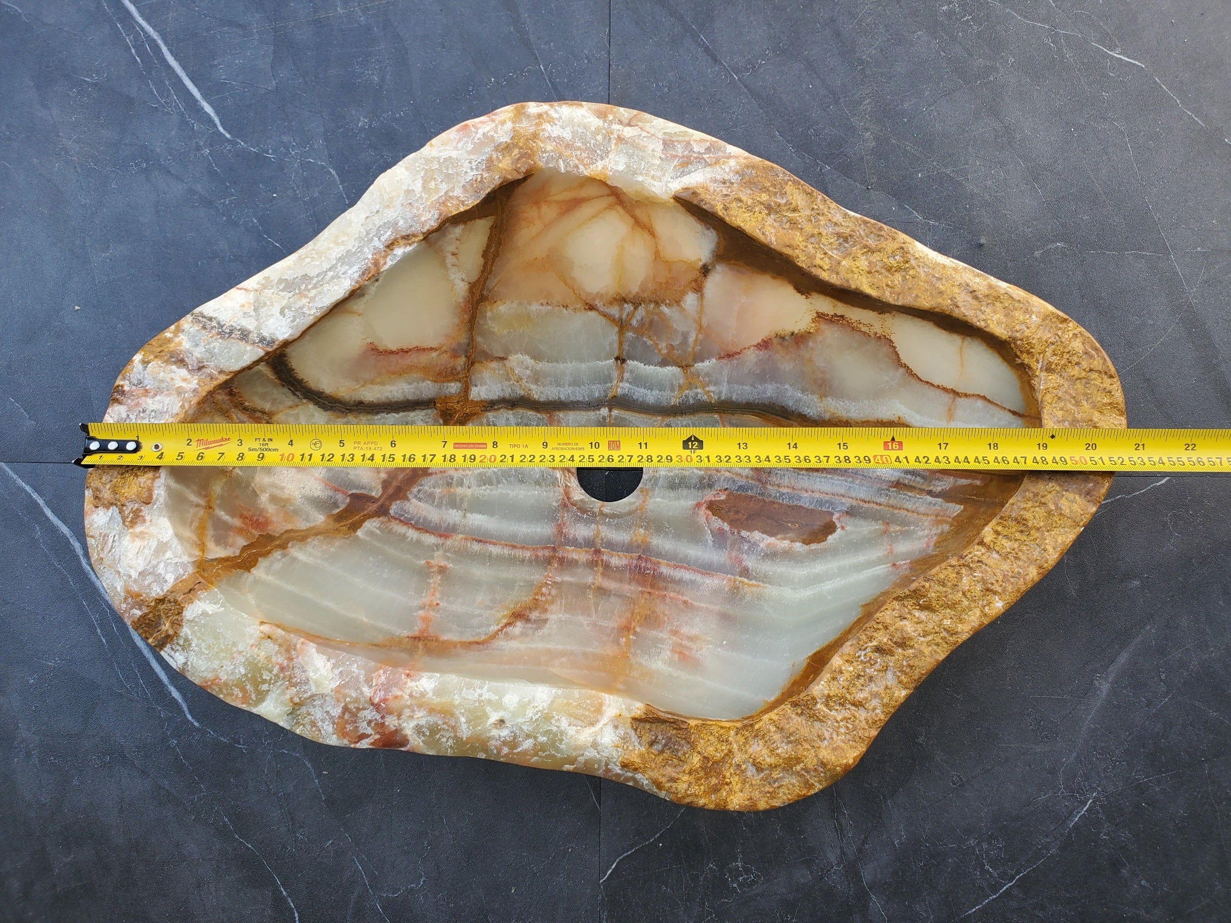 S29_16 Onyx Stone Vessel Bathroom Sink - 20.5 x 14 inch
