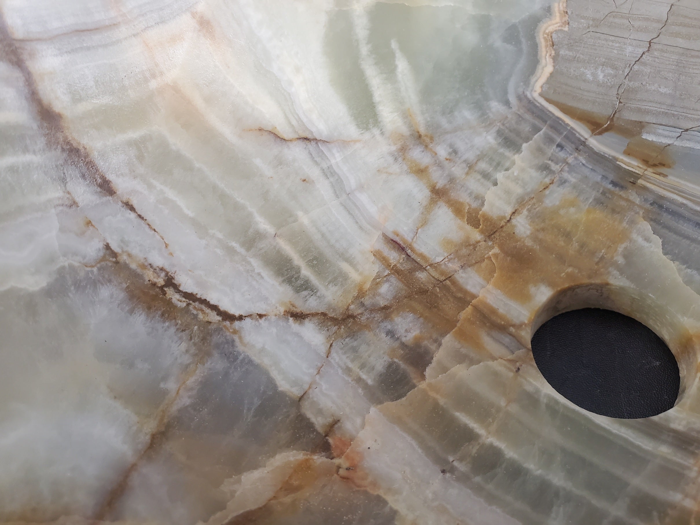 S25_08 Green Onyx Stone Vessel Bathroom Sink