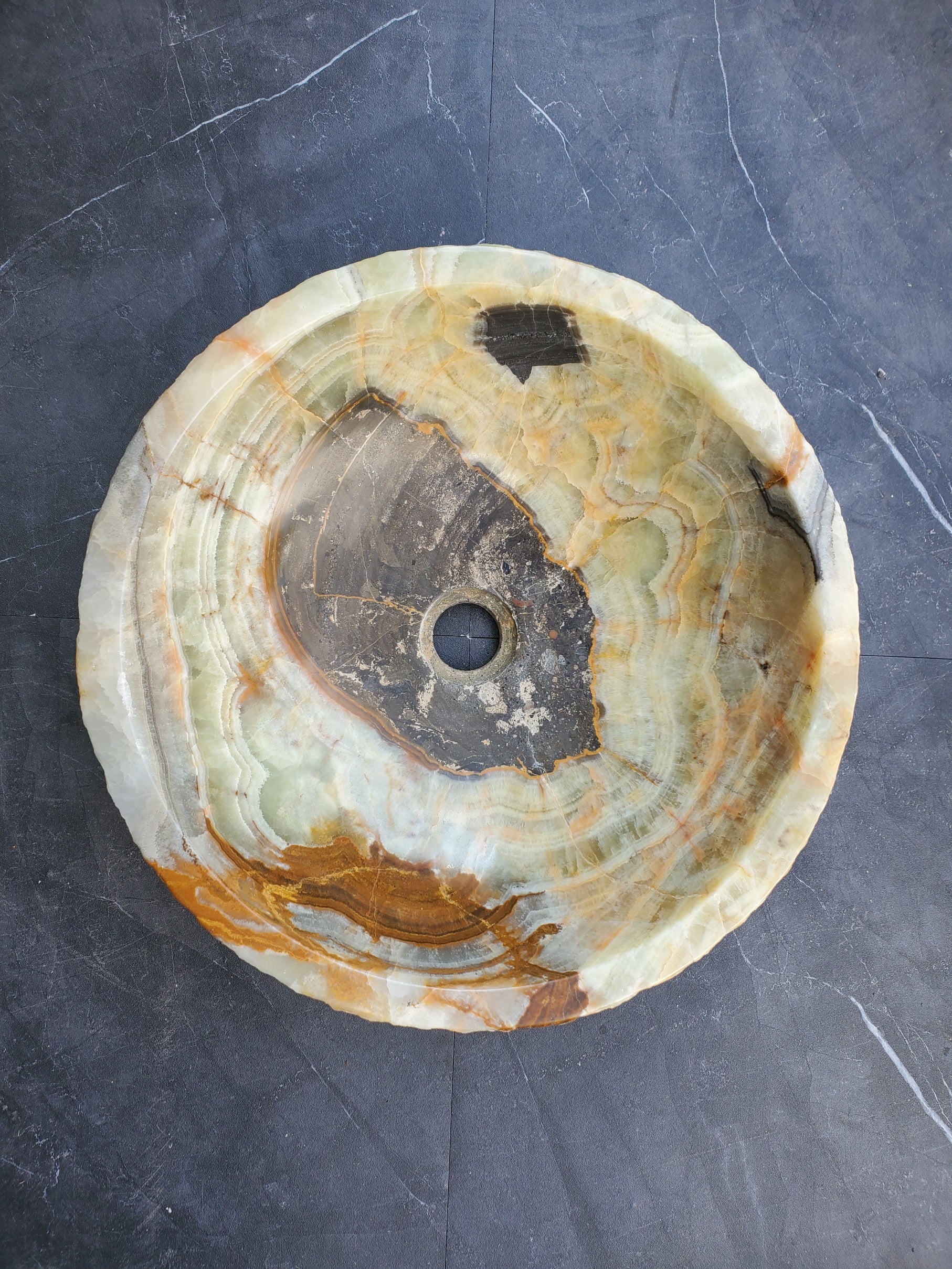 S29_28 Onyx Stone Vessel Bathroom Sink - 15 x 15 inch