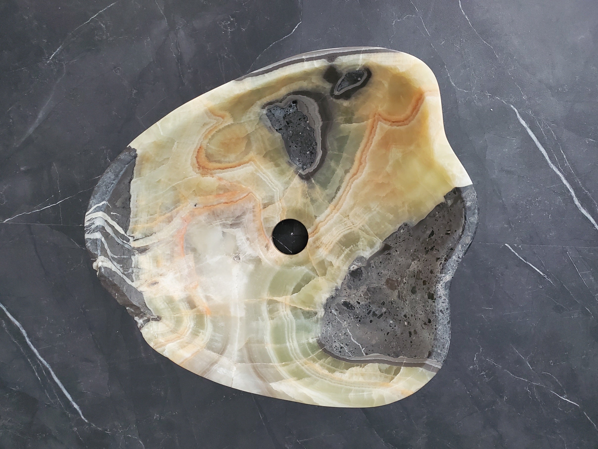 S28_26 Onyx Stone Vessel Bathroom Sink - 15 x 13 inch