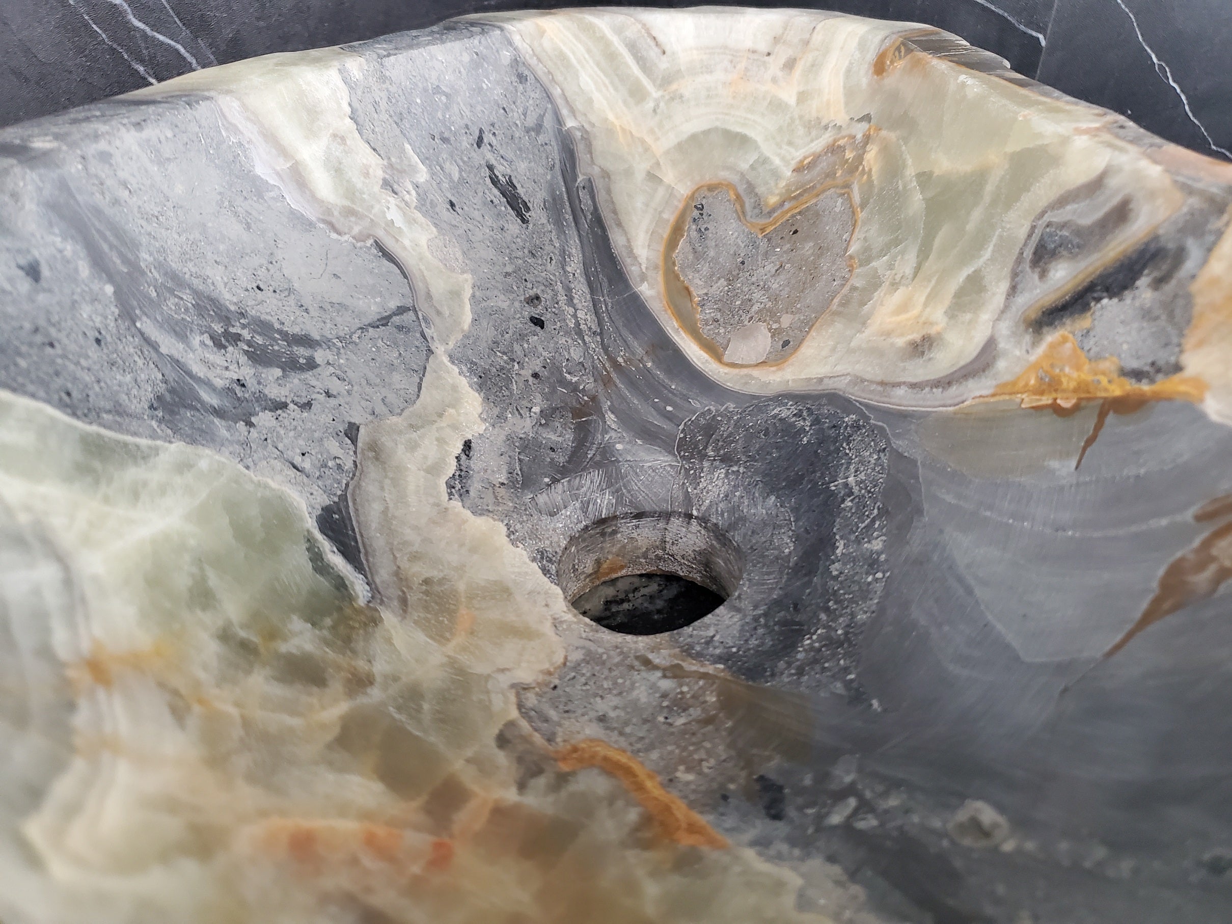 S25_19 Onyx Stone Vessel Bathroom Sink - 17 x 11 inch