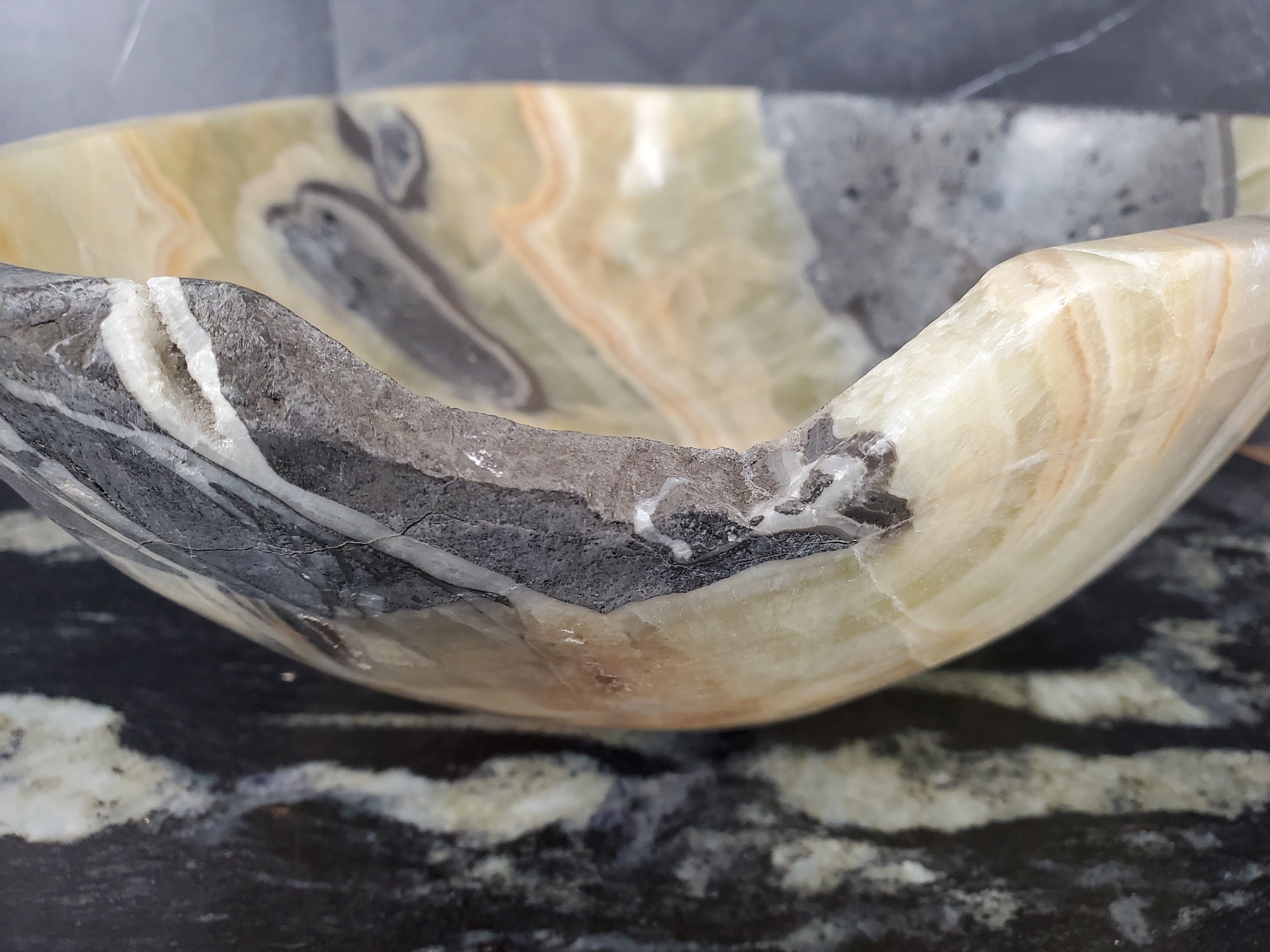 S28_26 Onyx Stone Vessel Bathroom Sink - 15 x 13 inch