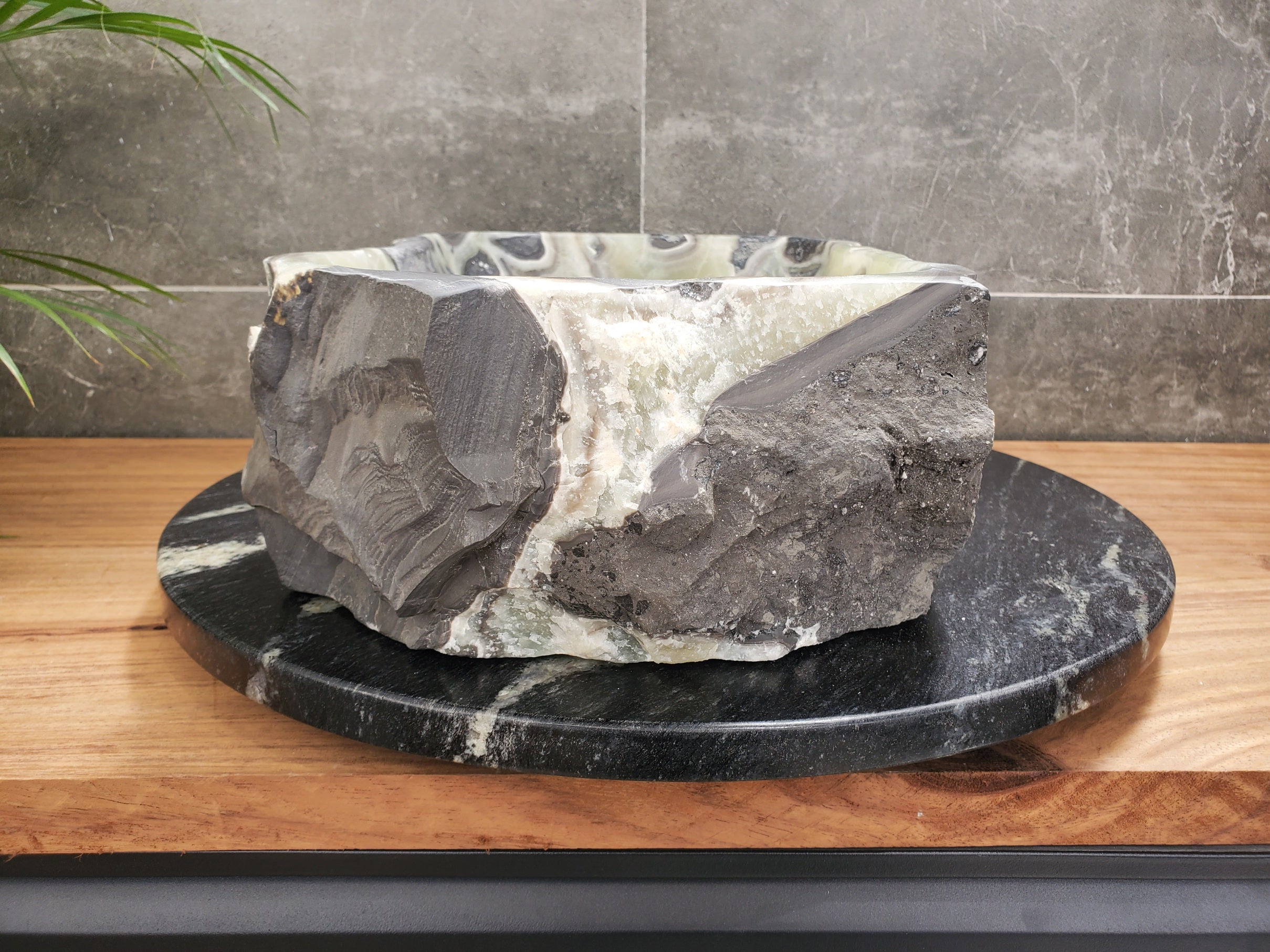 S31_24 Onyx Stone Vessel Bathroom Sink - 17 x 11 inch