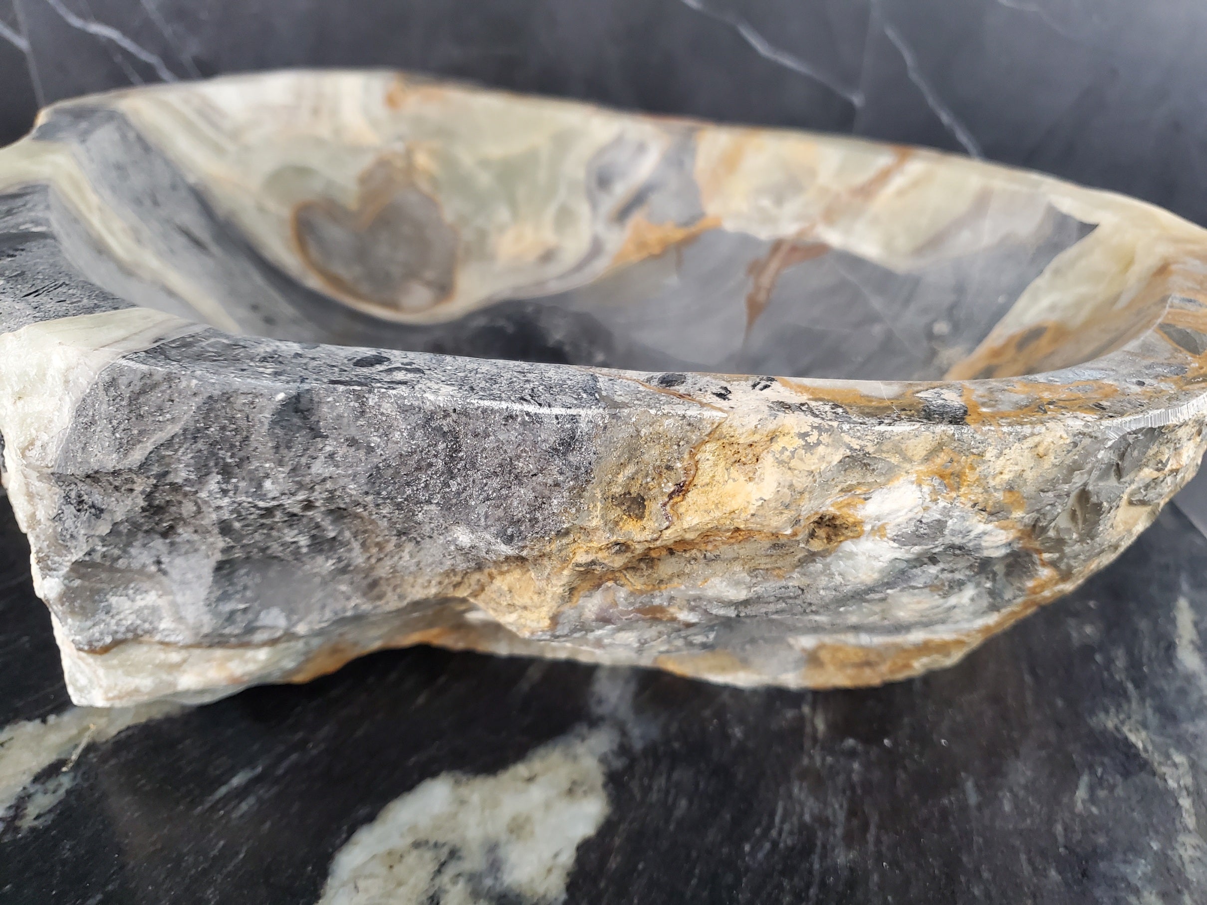 S25_19 Onyx Stone Vessel Bathroom Sink - 17 x 11 inch