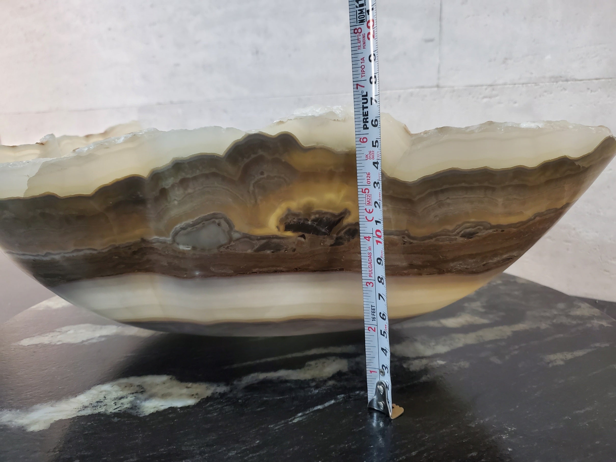 S27_19 Onyx Stone Bathroom Vessel Sink - 19.5 x 16 inch