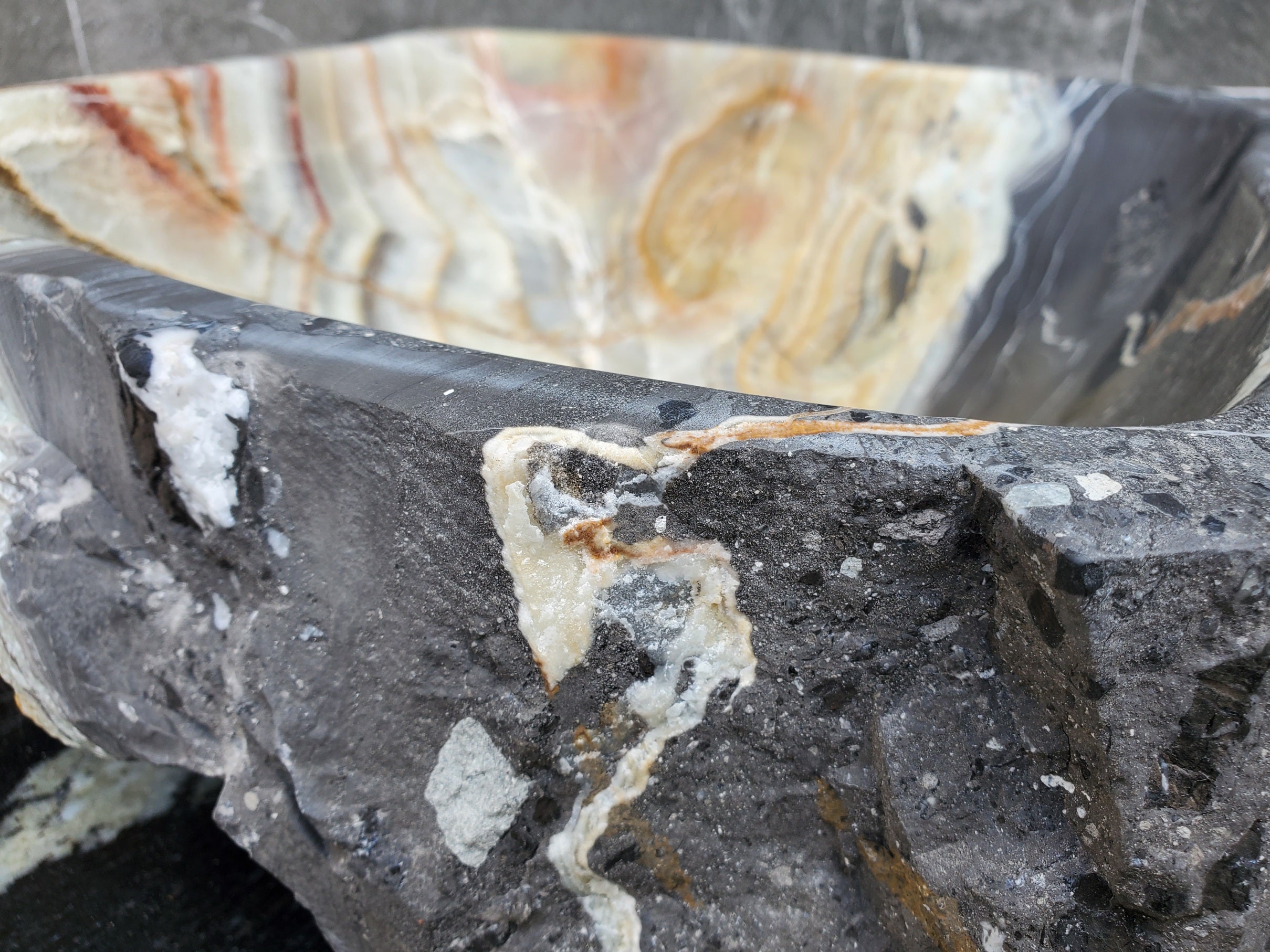 S30_25 Onyx Stone Vessel Bathroom Sink - 15 x 15 inch