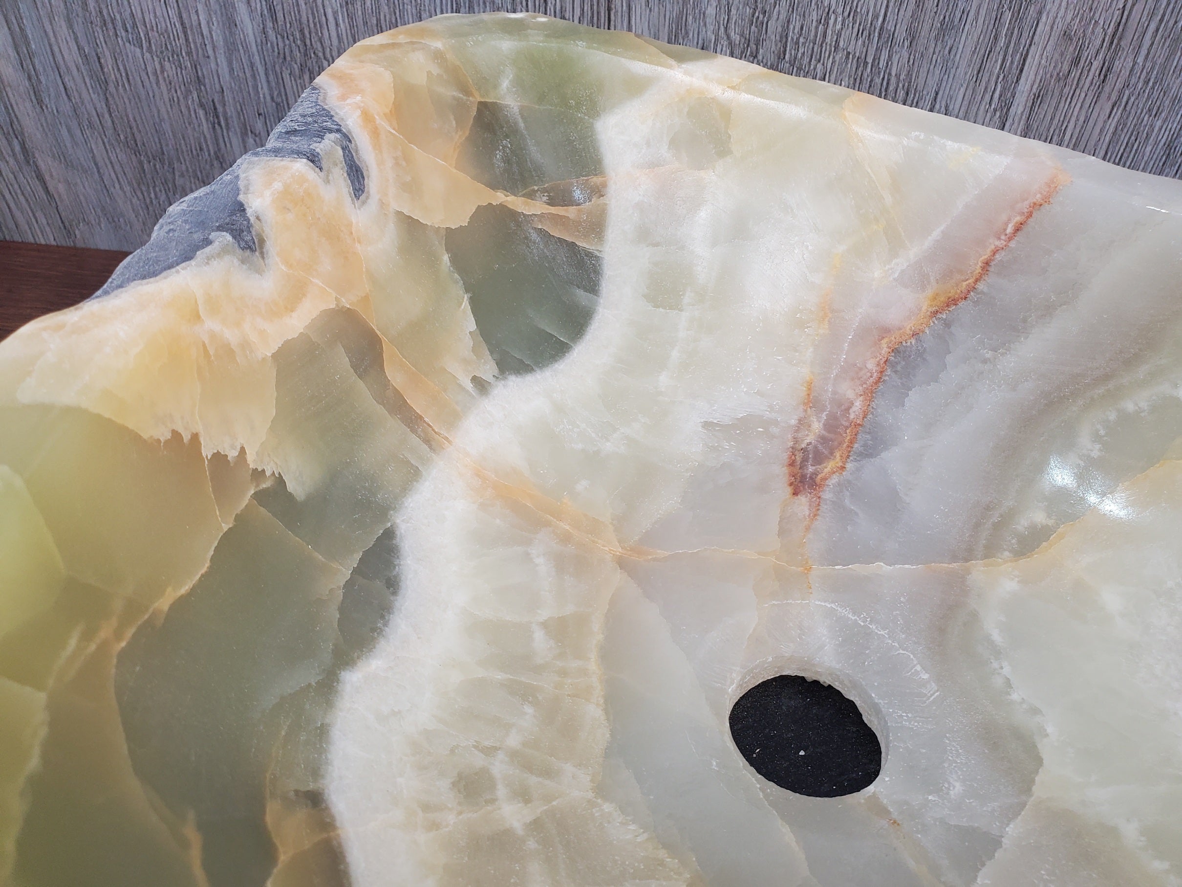 S24_13 Green Onyx Stone Vessel Bathroom Sink - 17.5 x 13.5 inch