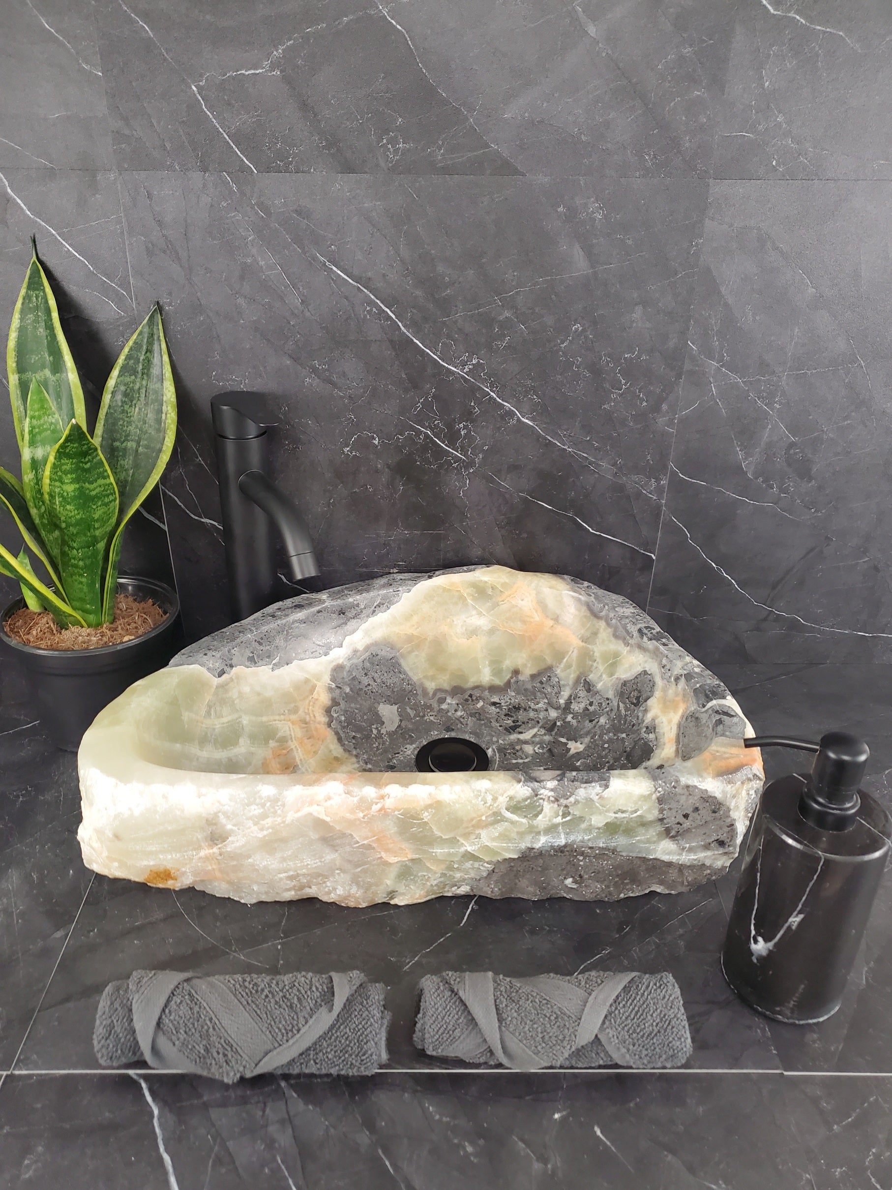S26_08 Onyx Stone Vessel Bathroom Sink