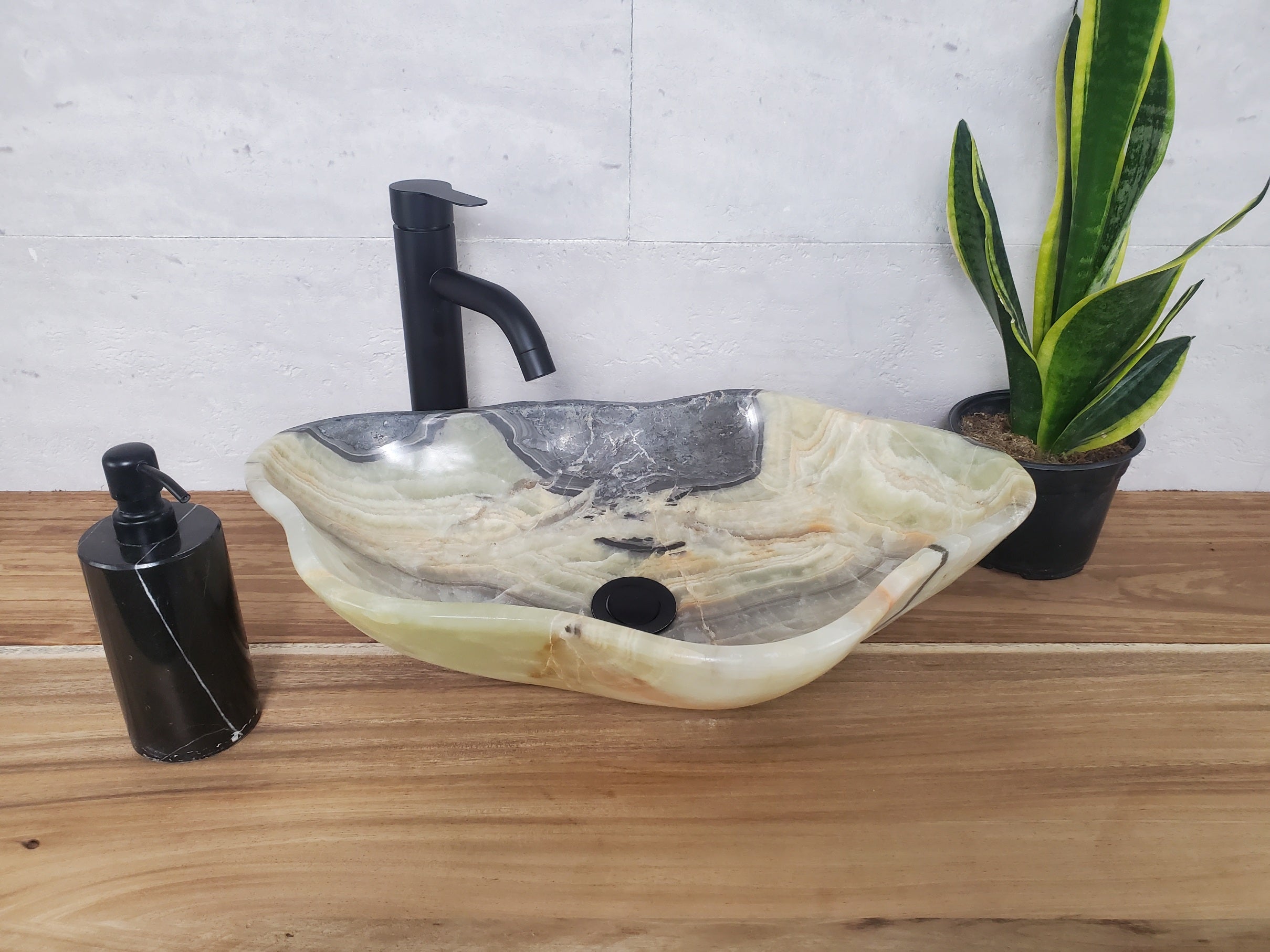 S28_10 Onyx Stone Vessel Bathroom Sink