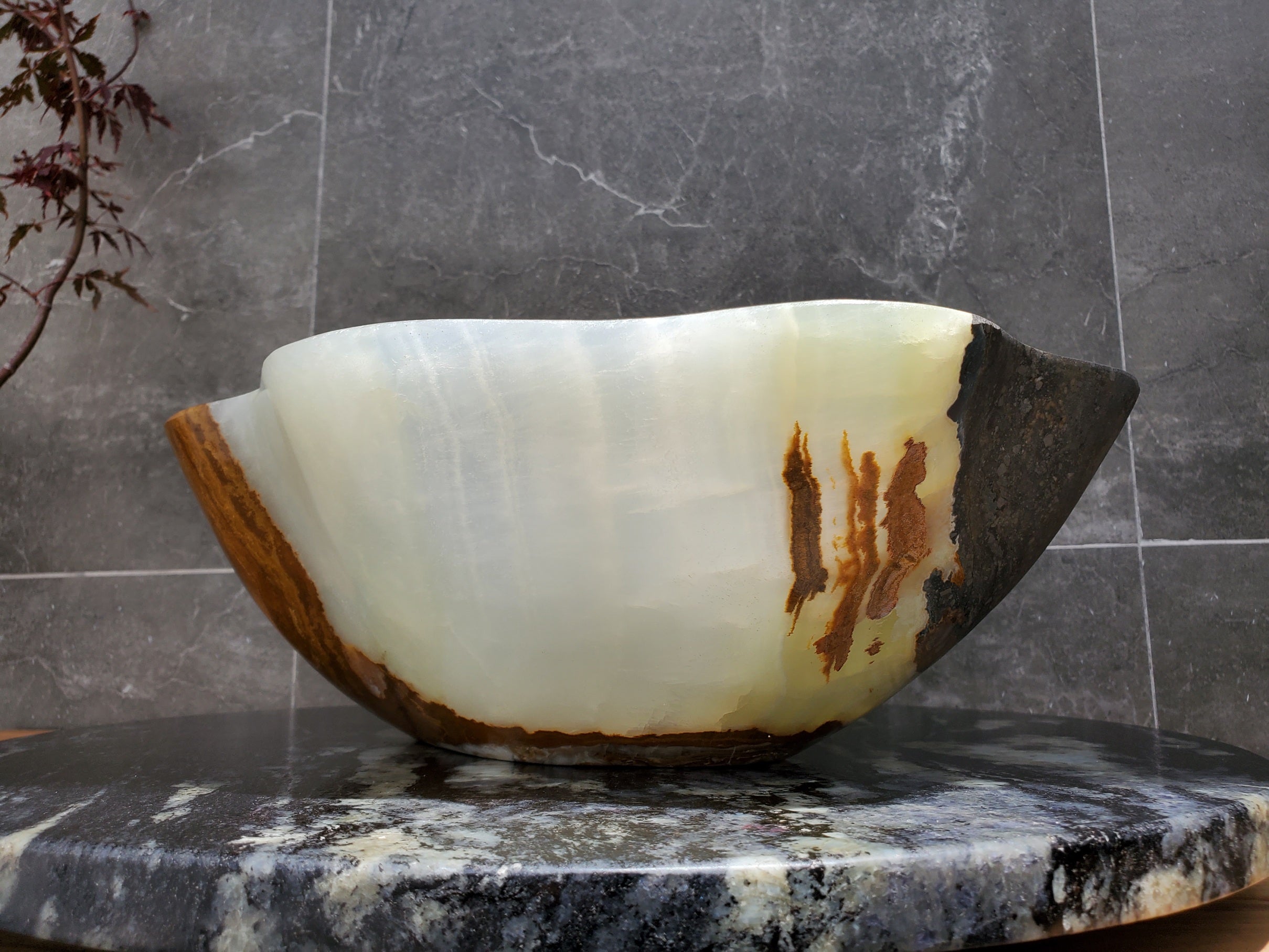S30_17 Onyx Stone Vessel Bathroom Sink - 17 x 12 inch