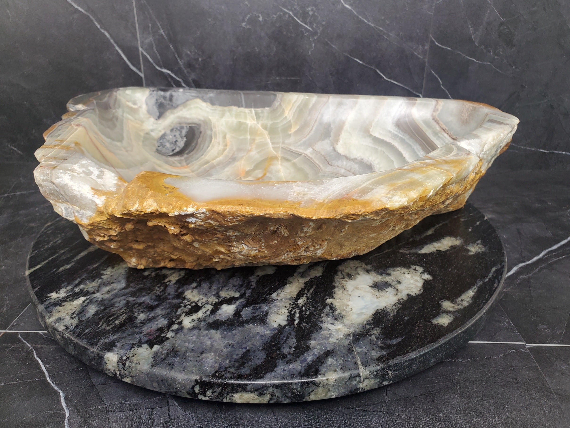 S25_14 Green Onyx Stone Vessel Bathroom Sink