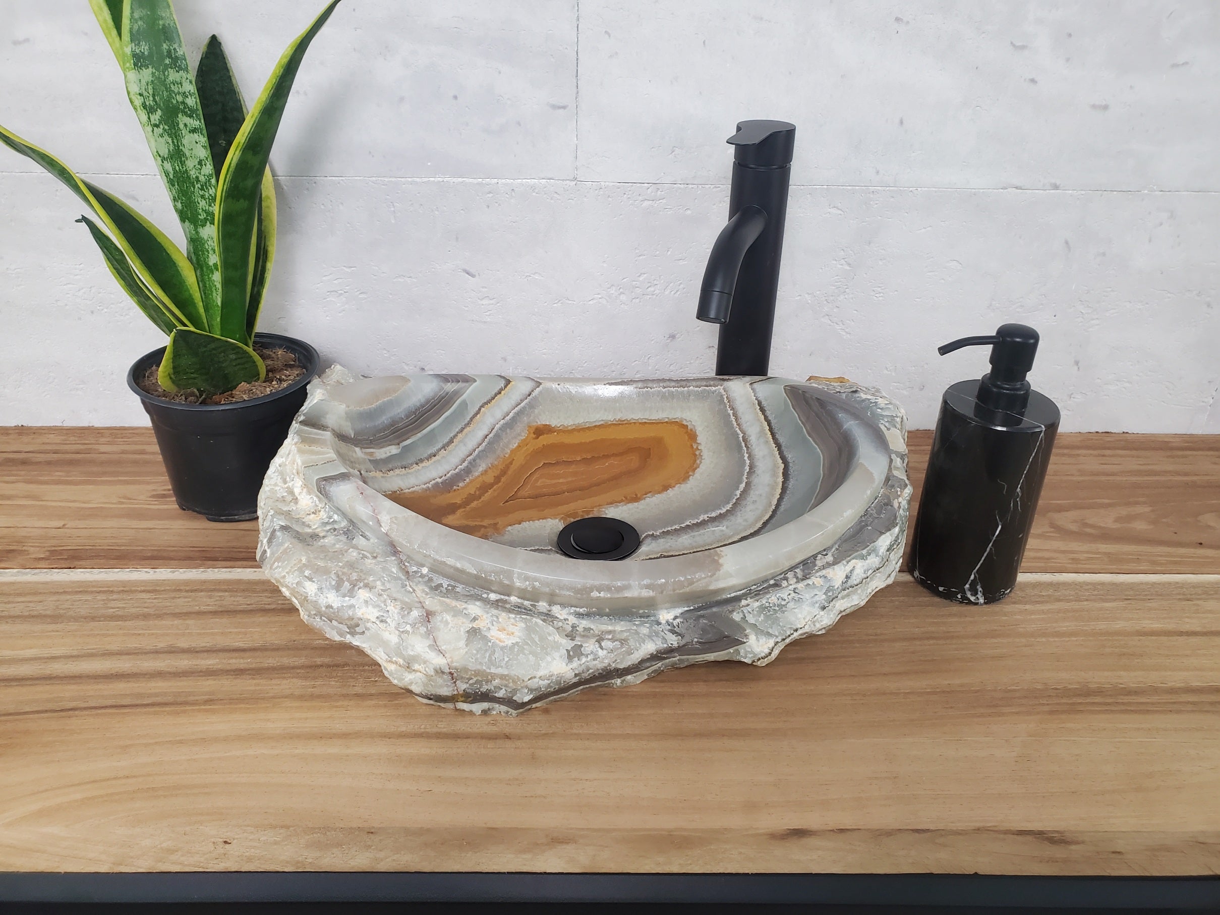 S28_12 Onyx Stone Vessel Bathroom Sink