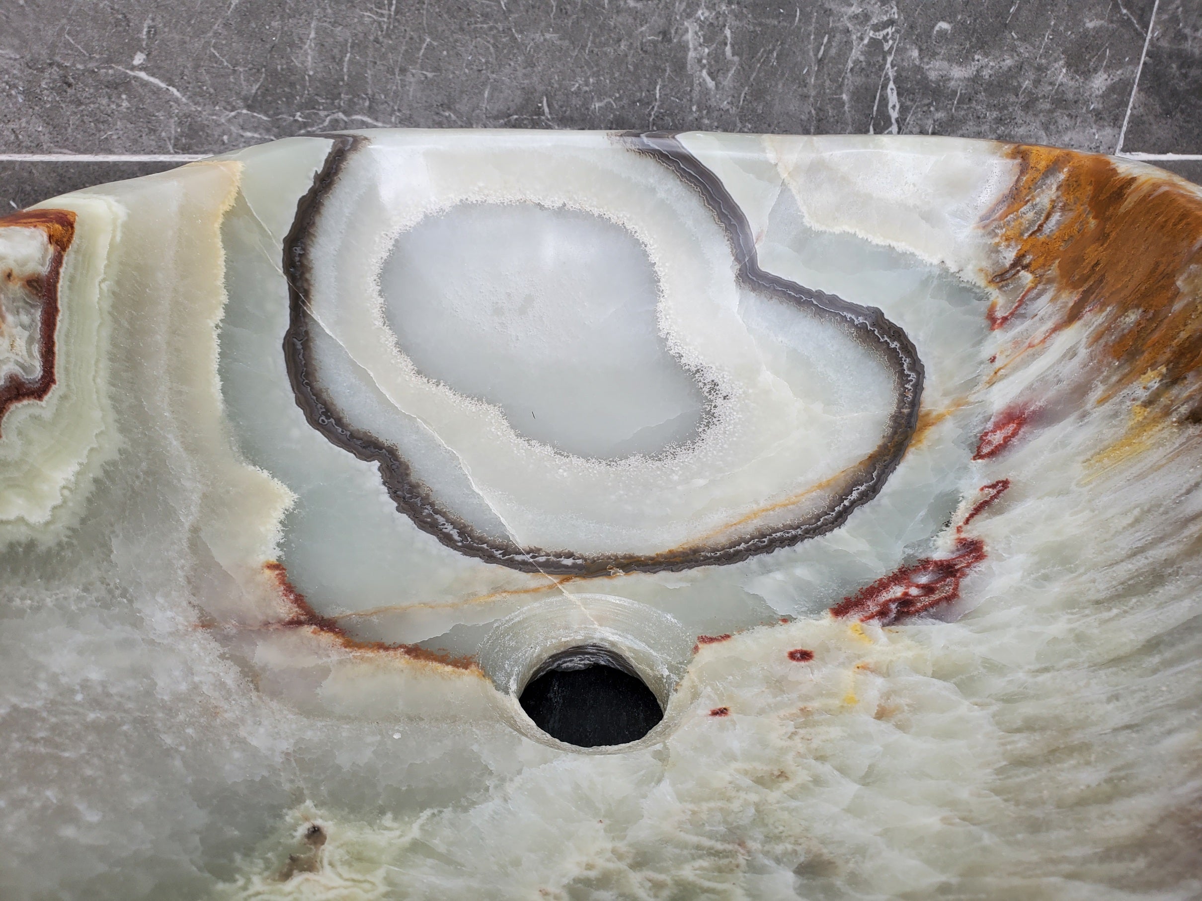 S30_29 Onyx Stone Vessel Bathroom Sink - 20.5 x 16 inch