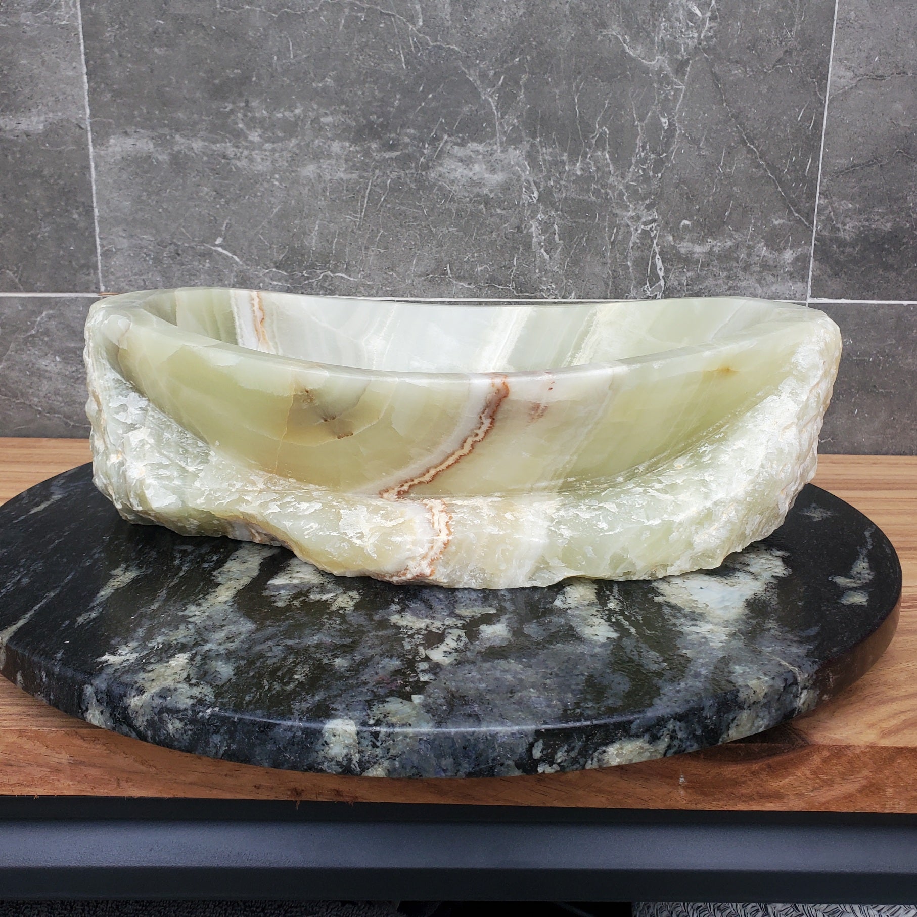 S30_04 Onyx Stone Vessel Bathroom Sink - 16 x 12.5 inch