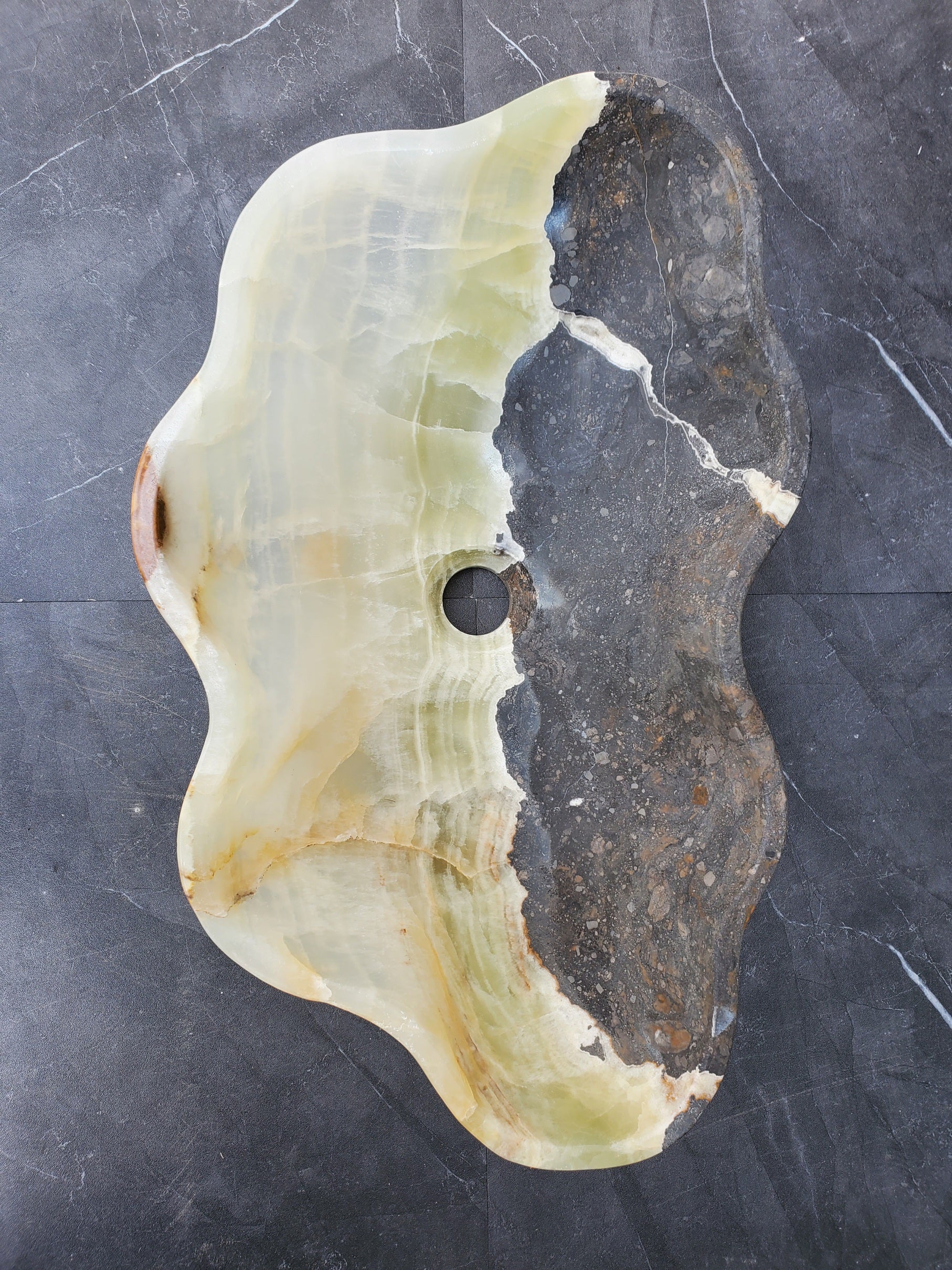 S30_16 Onyx Stone Vessel Bathroom Sink - 20 x 12 inch