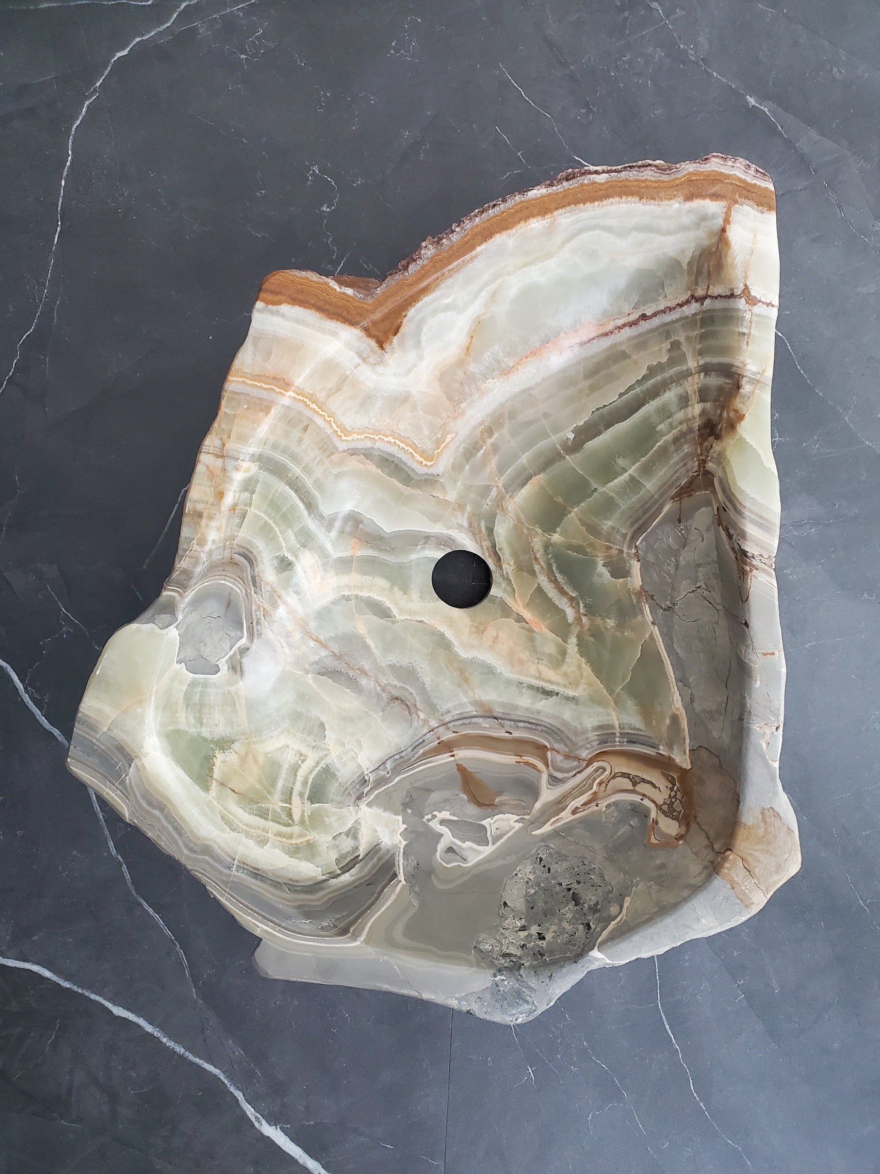 S25_12 Green Onyx Stone Vessel Bathroom Sink